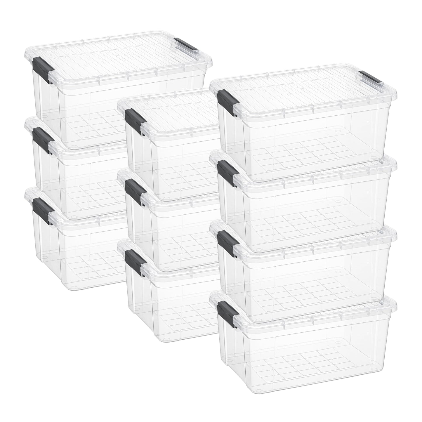 Superio Clear Plastic Storage Bins with Lid, 4.5 Quart Box, Organizing Containers, Stackable Plastic Tote for Home, Garage, Dorm, School, and Office