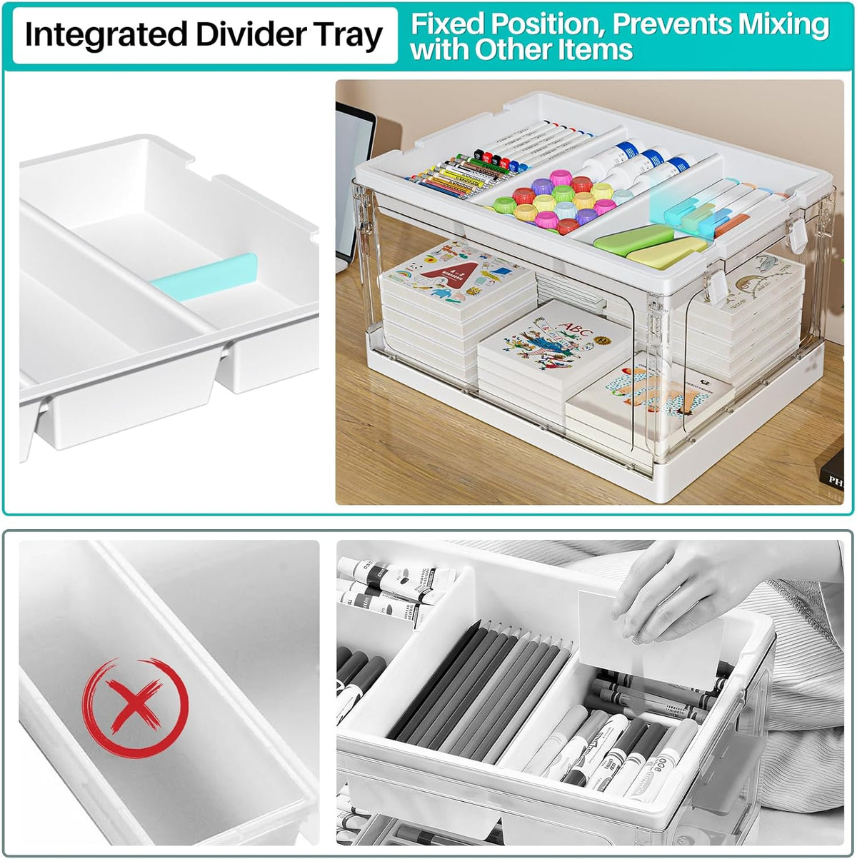 24QT 2Packs Clear Craft Organizers and Storage with Trays