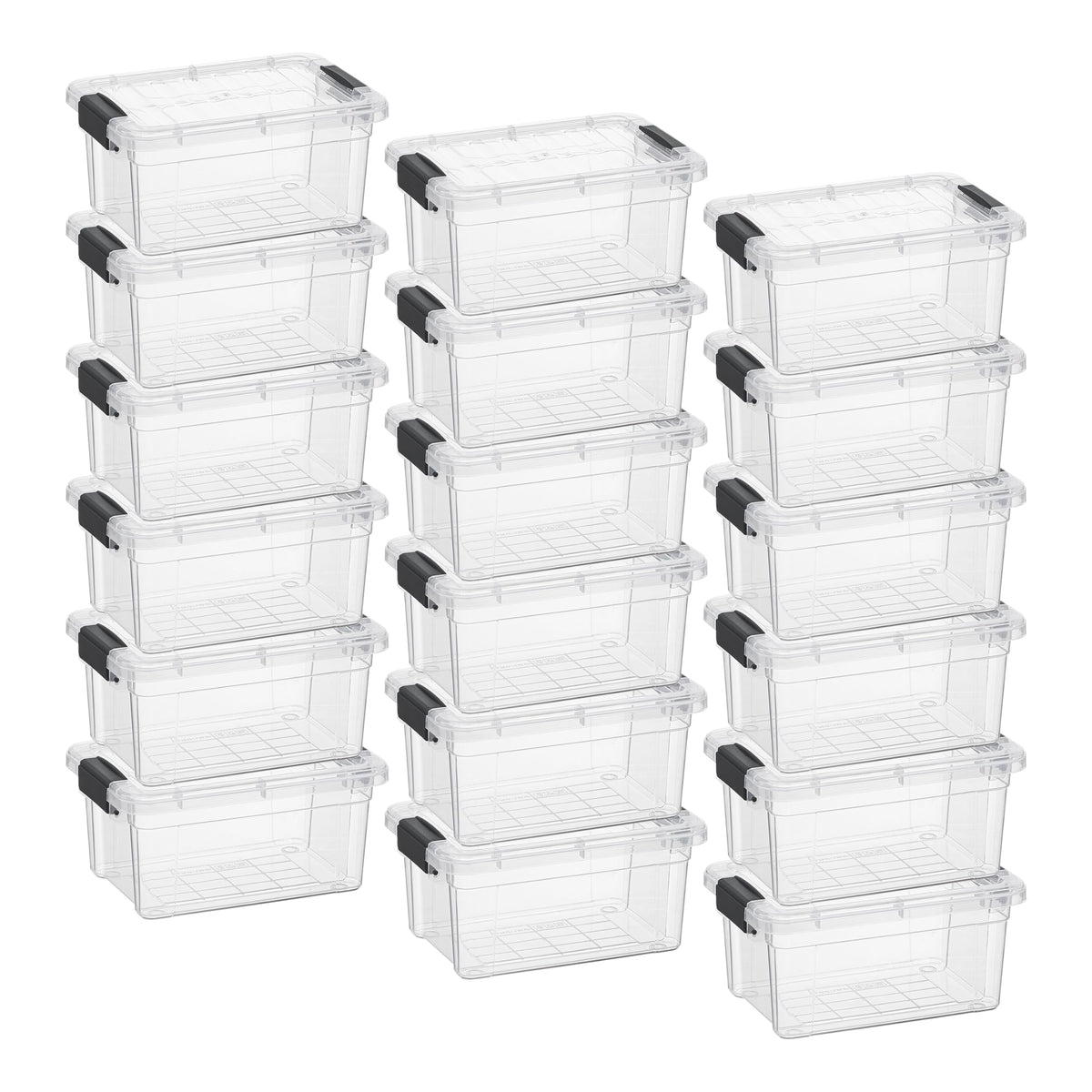 Superio Clear Plastic Storage Bins with Lid, 4.5 Quart Box, Organizing Containers, Stackable Plastic Tote for Home, Garage, Dorm, School, and Office