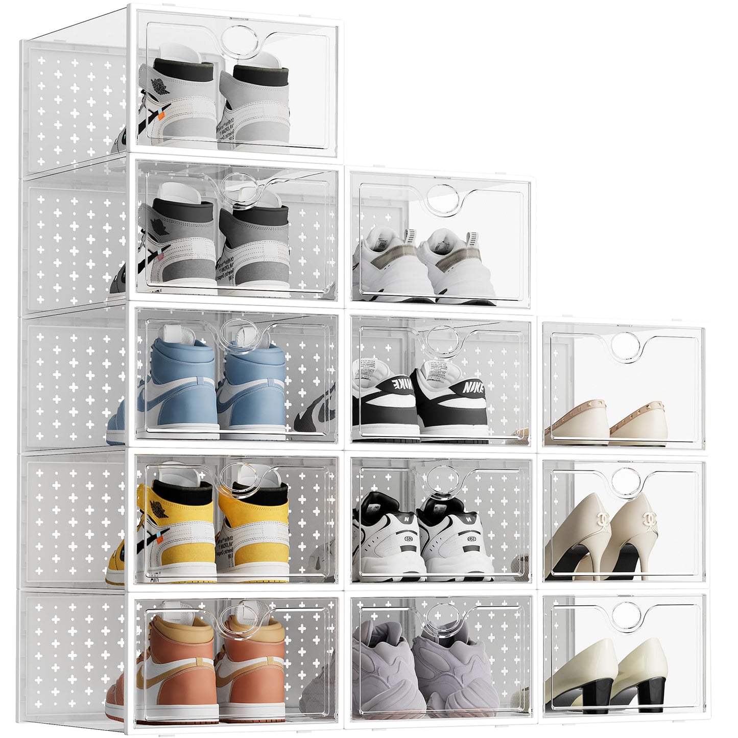 Pinkpum 15 Pack X-Large Shoe Storage Boxes, Shoe Organizer Clear Stackable
