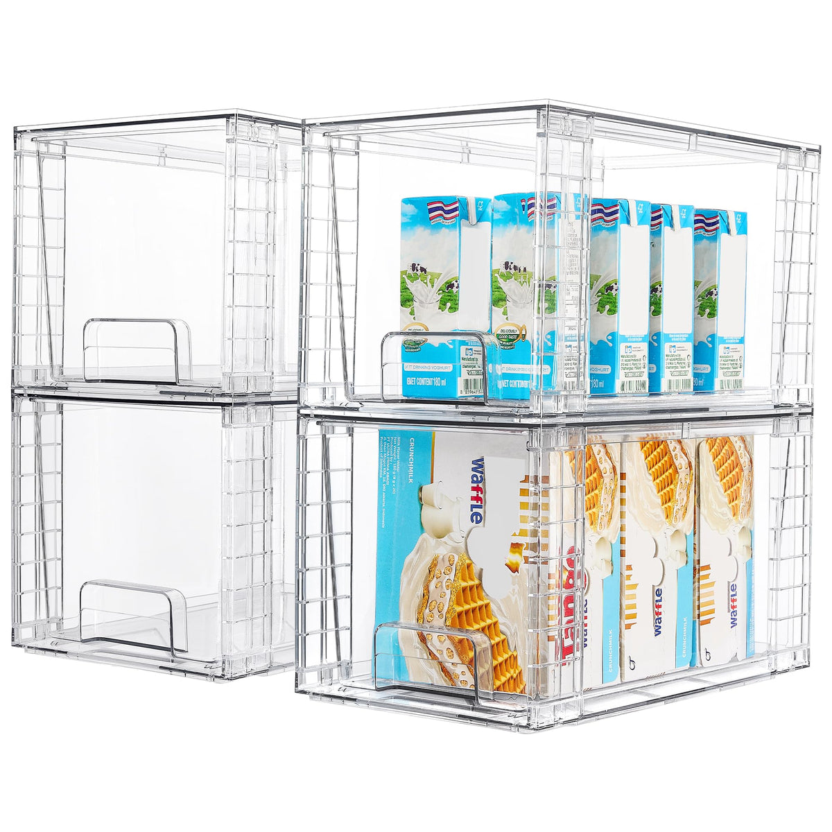 Vtopmart 4 Pack Stackable Clear Drawer with Dividers