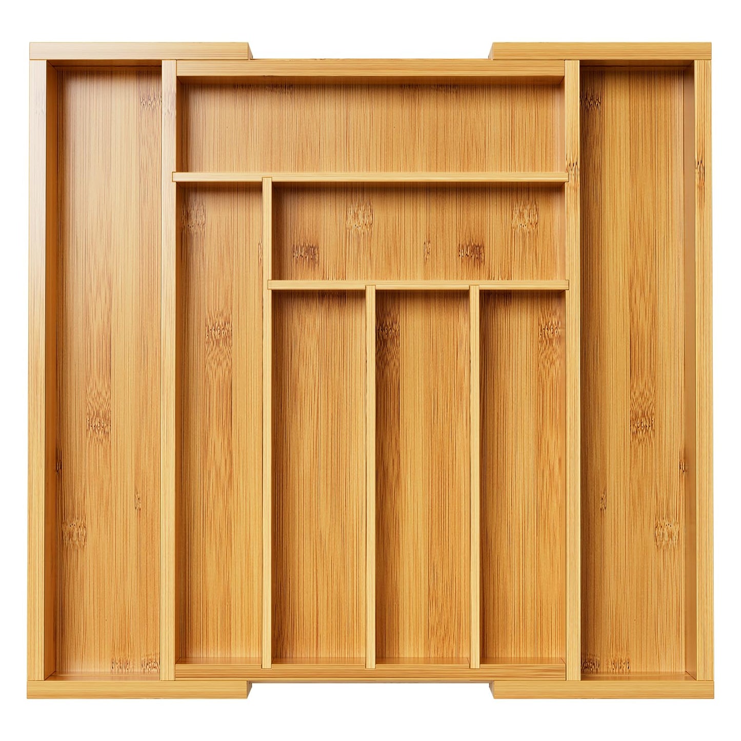 Pipishell Bamboo Expandable Silverware Drawer Organizer, Adjustable Kitchen Utensil Tray for Forks, Spoons and Knives, Wood Storage Cutlery Holder for Bedroom and Living Room