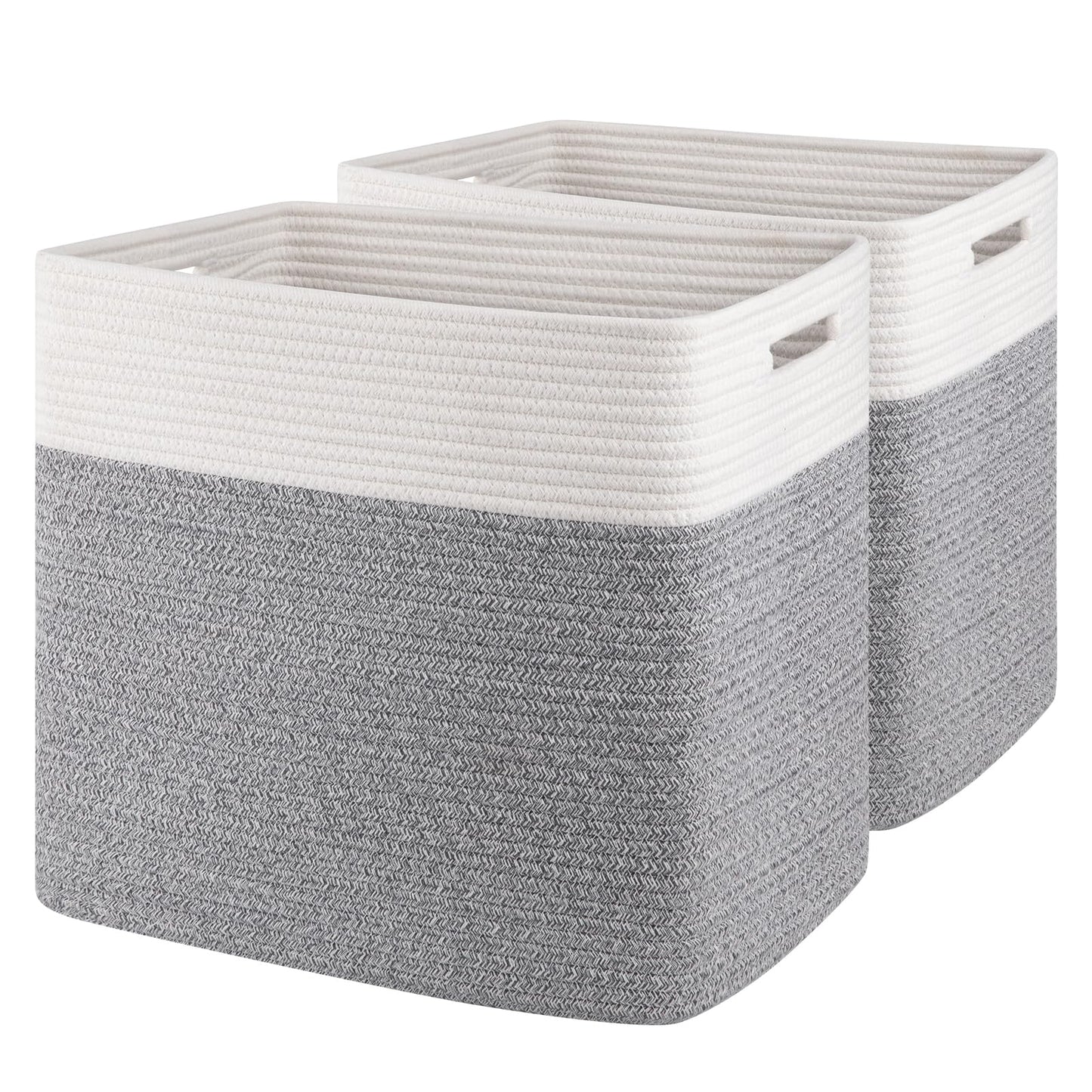 OIAHOMY 2 PACK Tall Storage baskets 42L Blanket Basket Living Room Brown