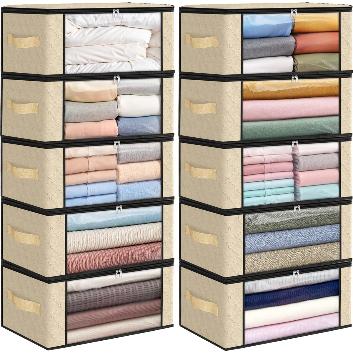 Fab totes 6 Pack Storage Bags for Clothes Blanket Storage Bins with Lids