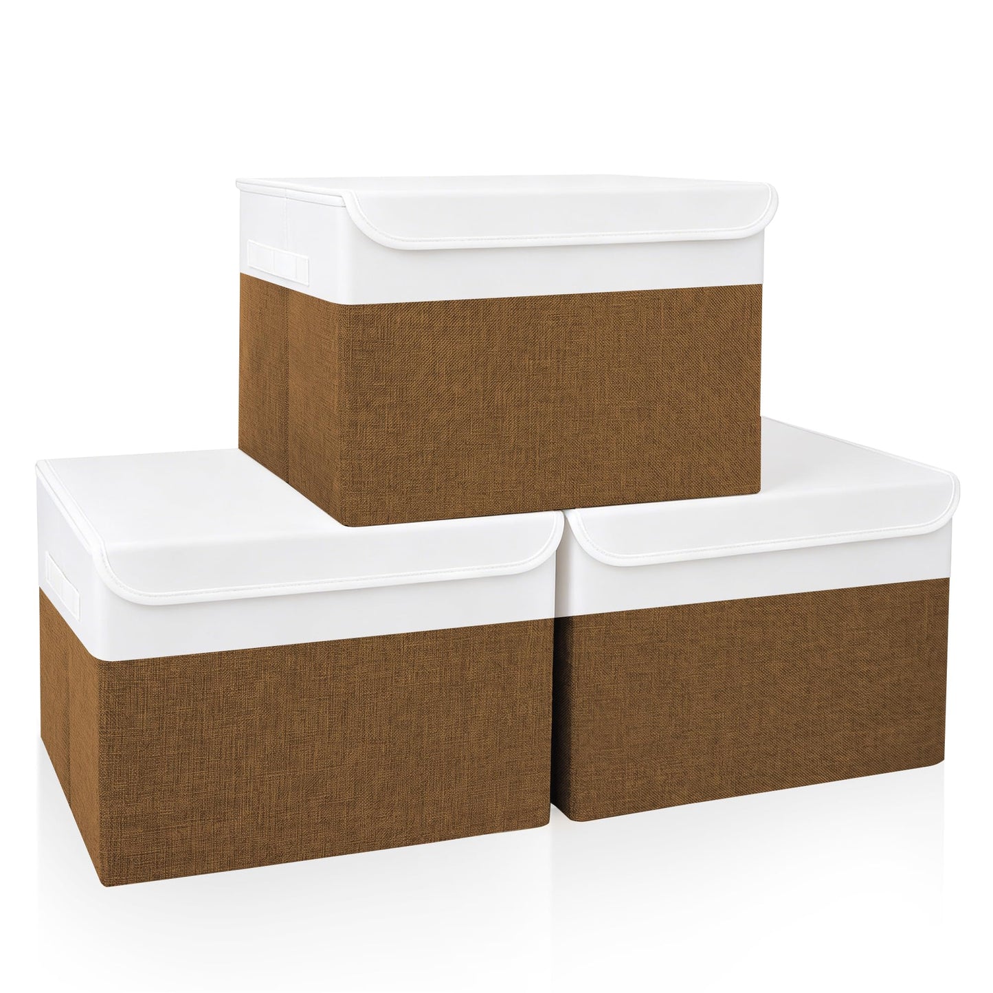 Bagnizer Large 22 Quart Linen Fabric Foldable Storage Bin Cube Organizer Basket with Flip-Top Lid & Handles, Clothes Blanket Box for Home, Office, Closet, Black, 4 Pack 14.6 x 9.5 x 9.5”
