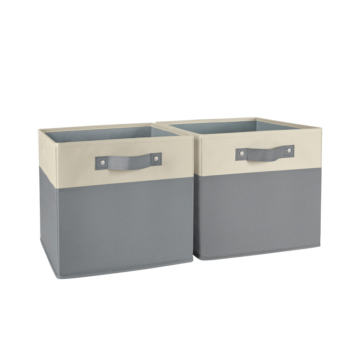 RiverRidge Two-Tone Folding Storage Bins - 2-pack of 10in Tall Taupe Cubes