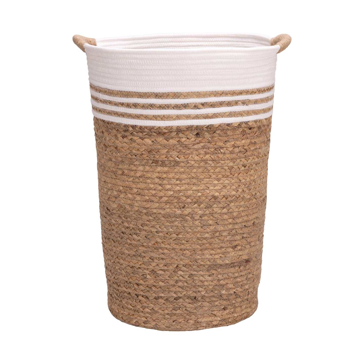 Seville Classics Premium Natural Handwoven Portable Laundry Bin Basket with Carrying Handles, Household Storage for Clothes, Linens, Sheets, Toys, Natural Water Hyacinth, Rectangular (2-Pack)