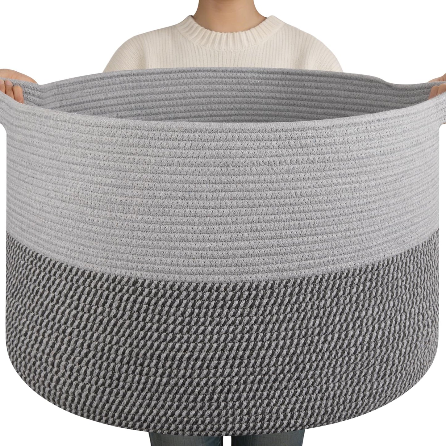 OIAHOMY 90L XXXLarge Blanket Basket Living Room Laundry Basket Brown