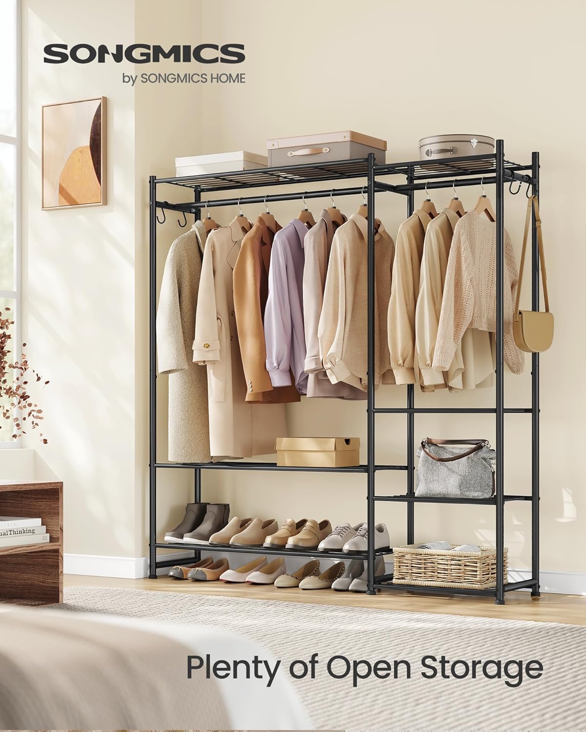 SONGMICS Portable Closet Wardrobe, Freestanding Clothing Rack