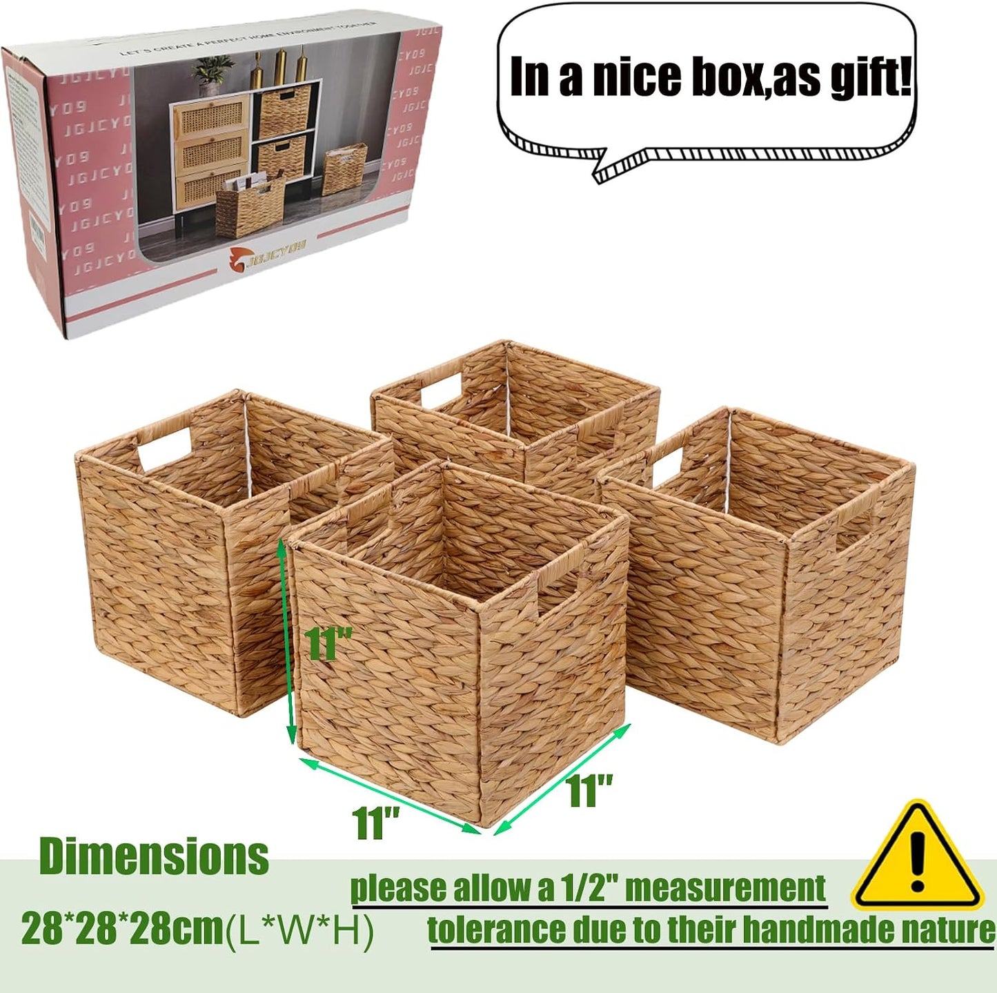 11x11in Storage Baskets 4 Pcs Storage Bins for Shelves,Laundry Organizers