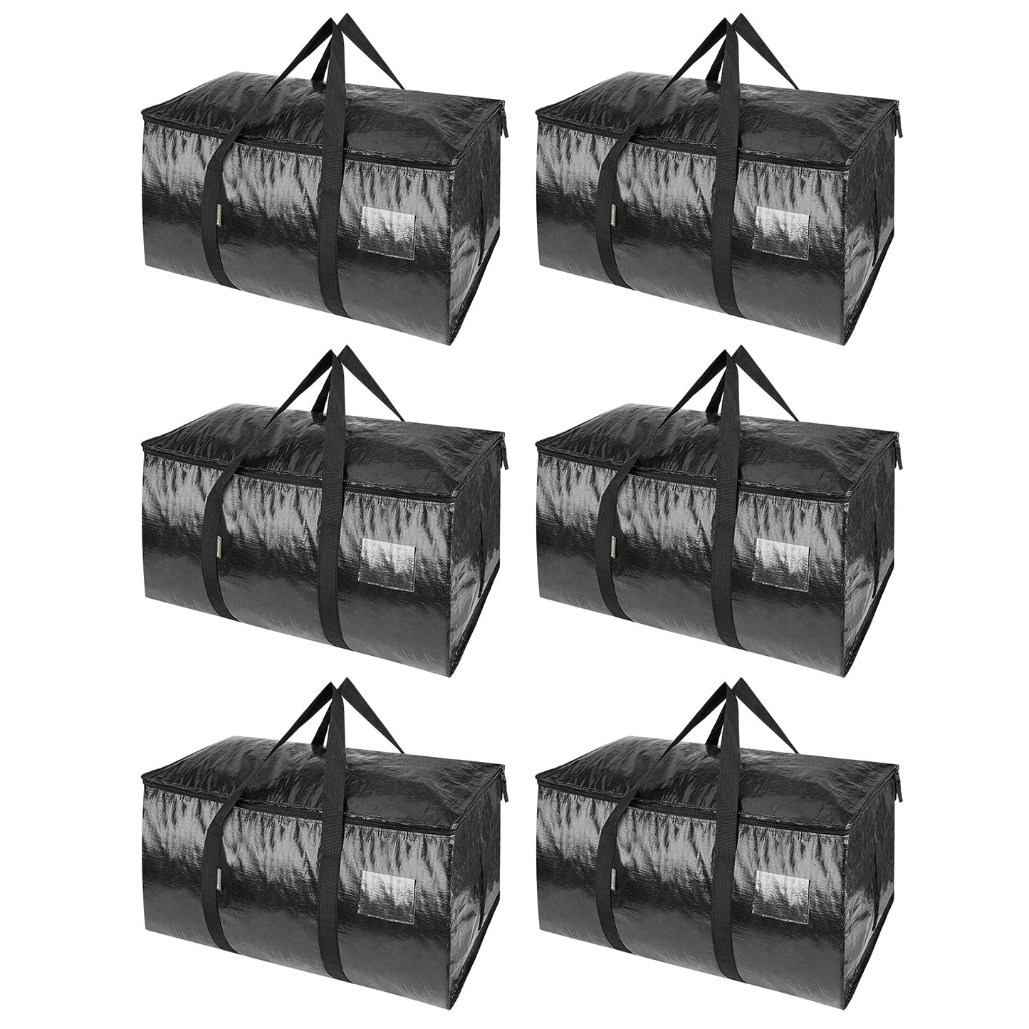 BALEINE 6-Pack Oversized Moving Bags with Reinforced Handles, Heavy-Duty Storage Tote for Clothes, Moving Supplies (Clear, 6-Pack)