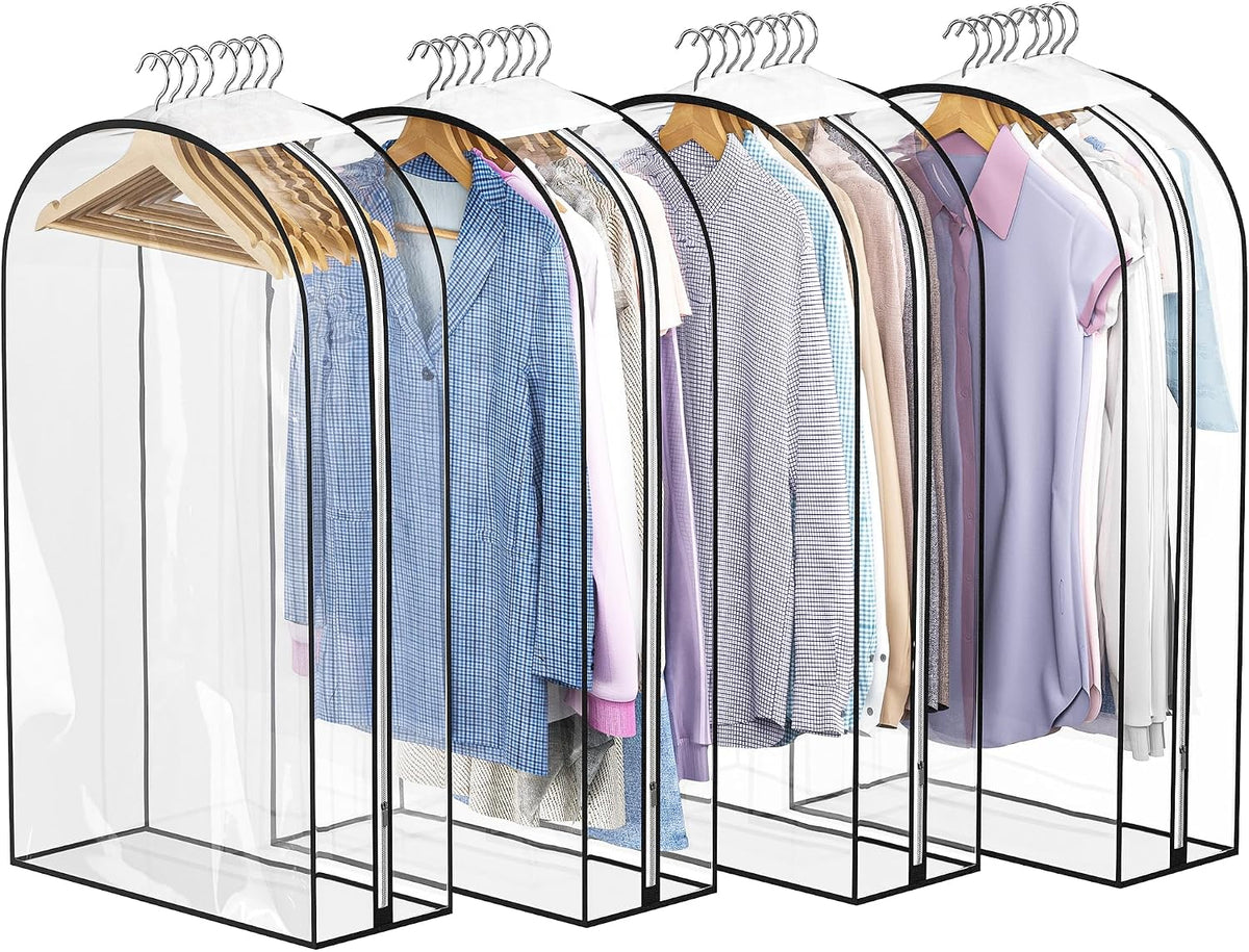 Liuoud Clear Garment Bags for Hanging Clothes 10” Gusseted, 4 Pack, 40”