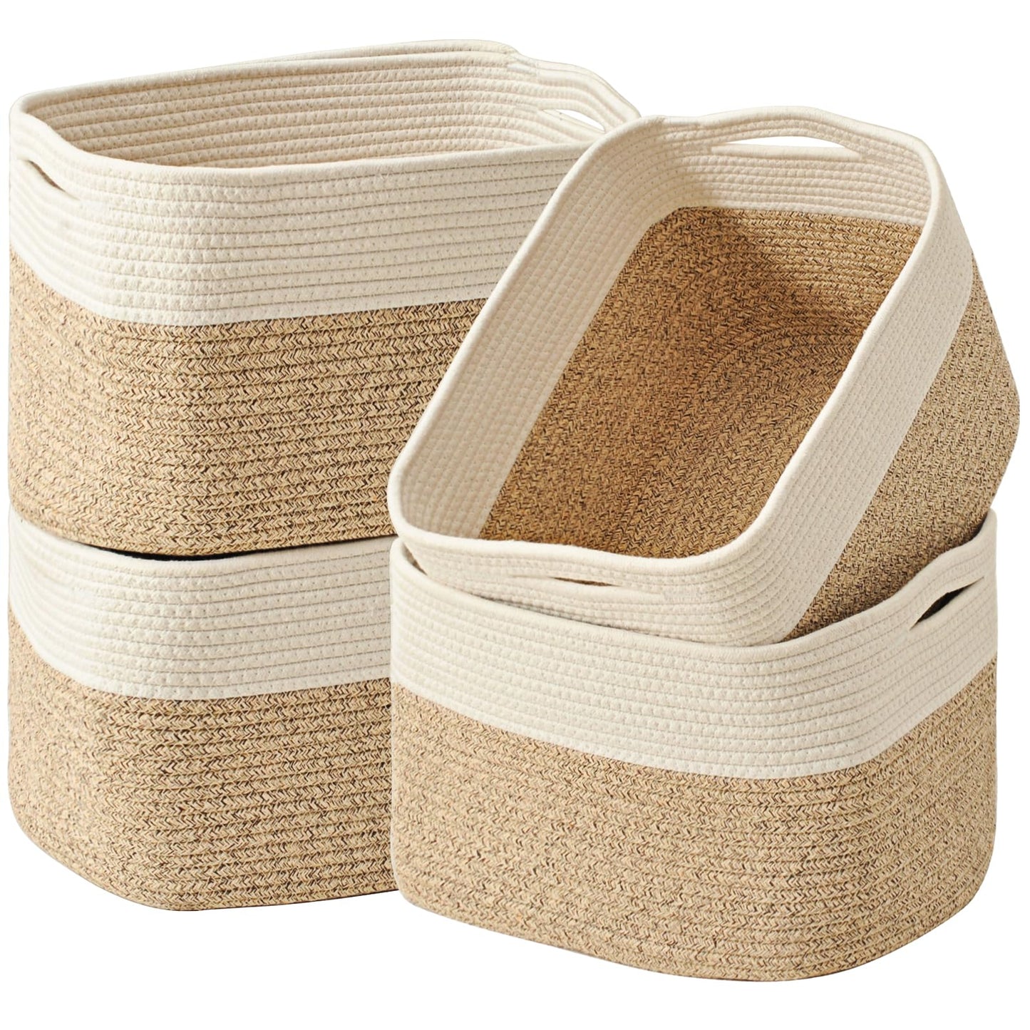 ICERZCZ Storage Baskets for Organizing 12.5"x9.1"x7.9" (4 Packs) Off White