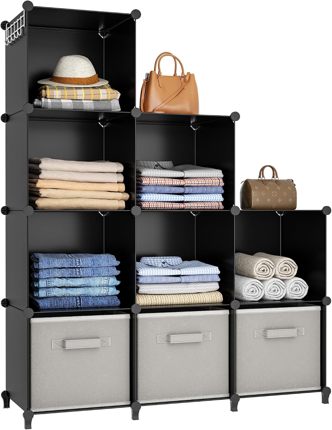 HOMIDEC Closet Organizers and Storage, 9 Cube Storage Organizer, Black
