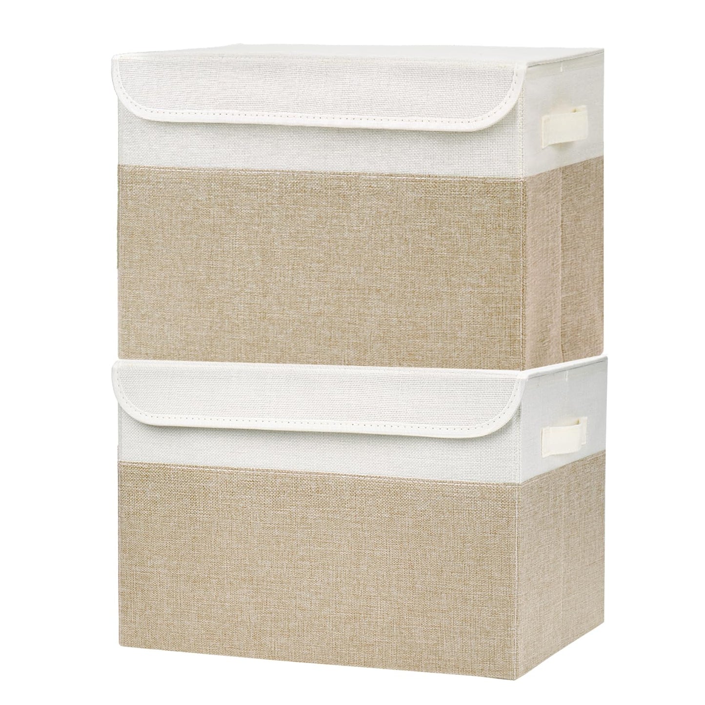 Bagnizer Large 22 Quart Linen Fabric Foldable Storage Bin Cube Organizer Basket with Flip-Top Lid & Handles, Clothes Blanket Box for Home, Office, Closet, Black, 4 Pack 14.6 x 9.5 x 9.5”
