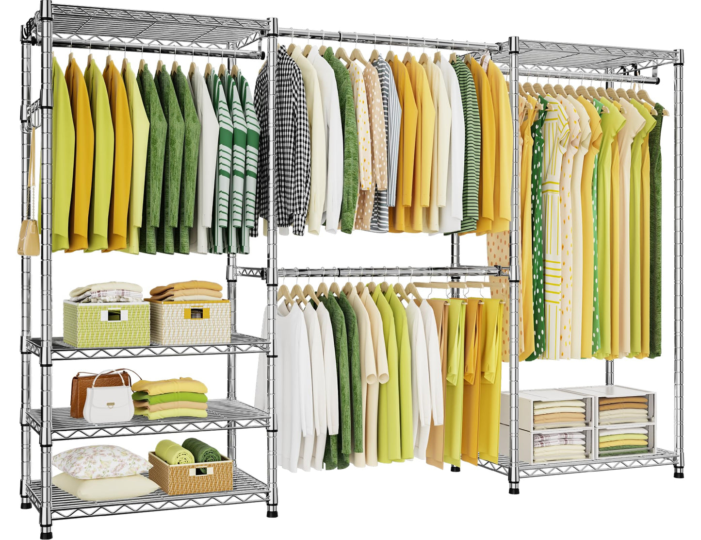 Ulif E1 Heavy Duty Closet Garment Rack, Easy to Assemble Wardrobe, Black