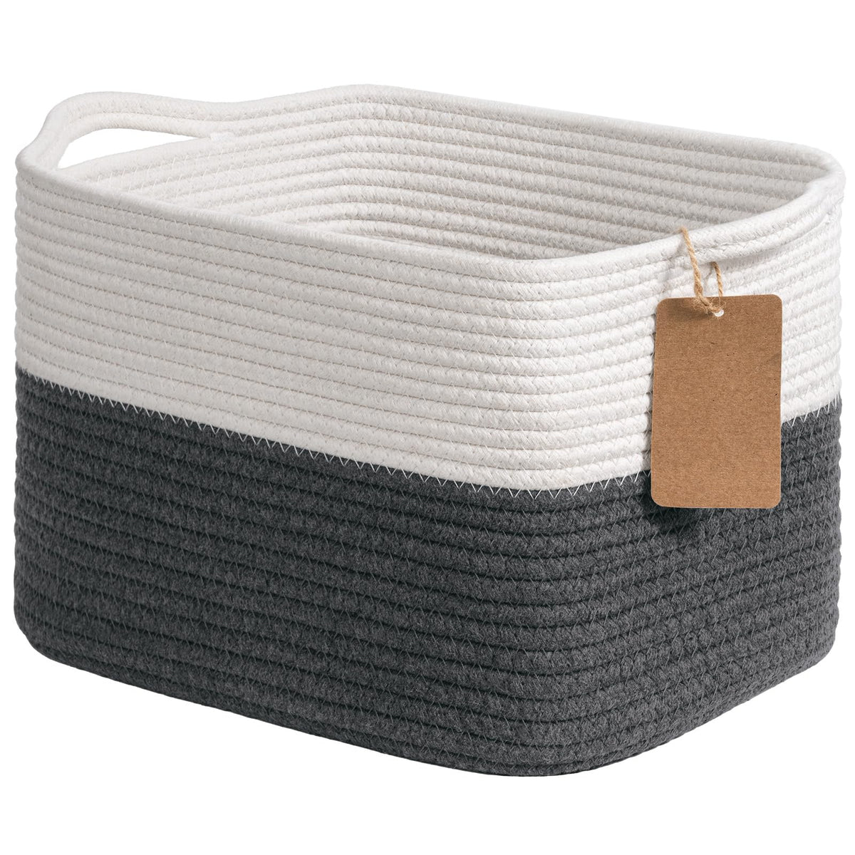 Goodpick Woven Rope Storage Basket for Shelves, Rectangle, Light Brown