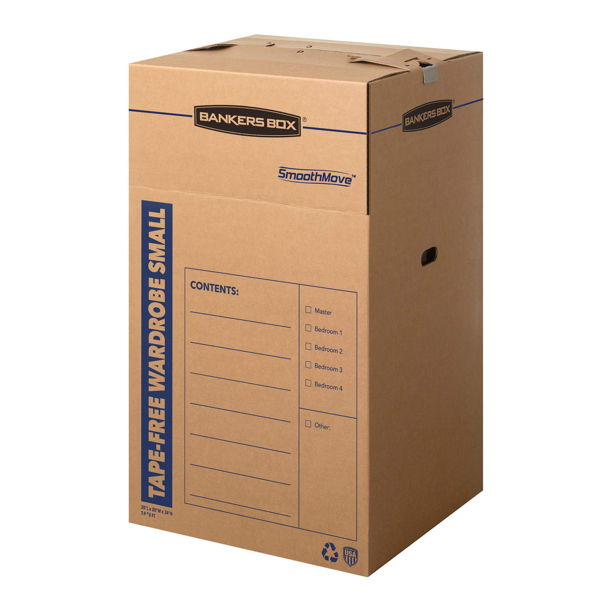 Bankers Box 3-Pack Tall Tape-Free Wardrobe Moving Boxes, 24" x 24" x 40"