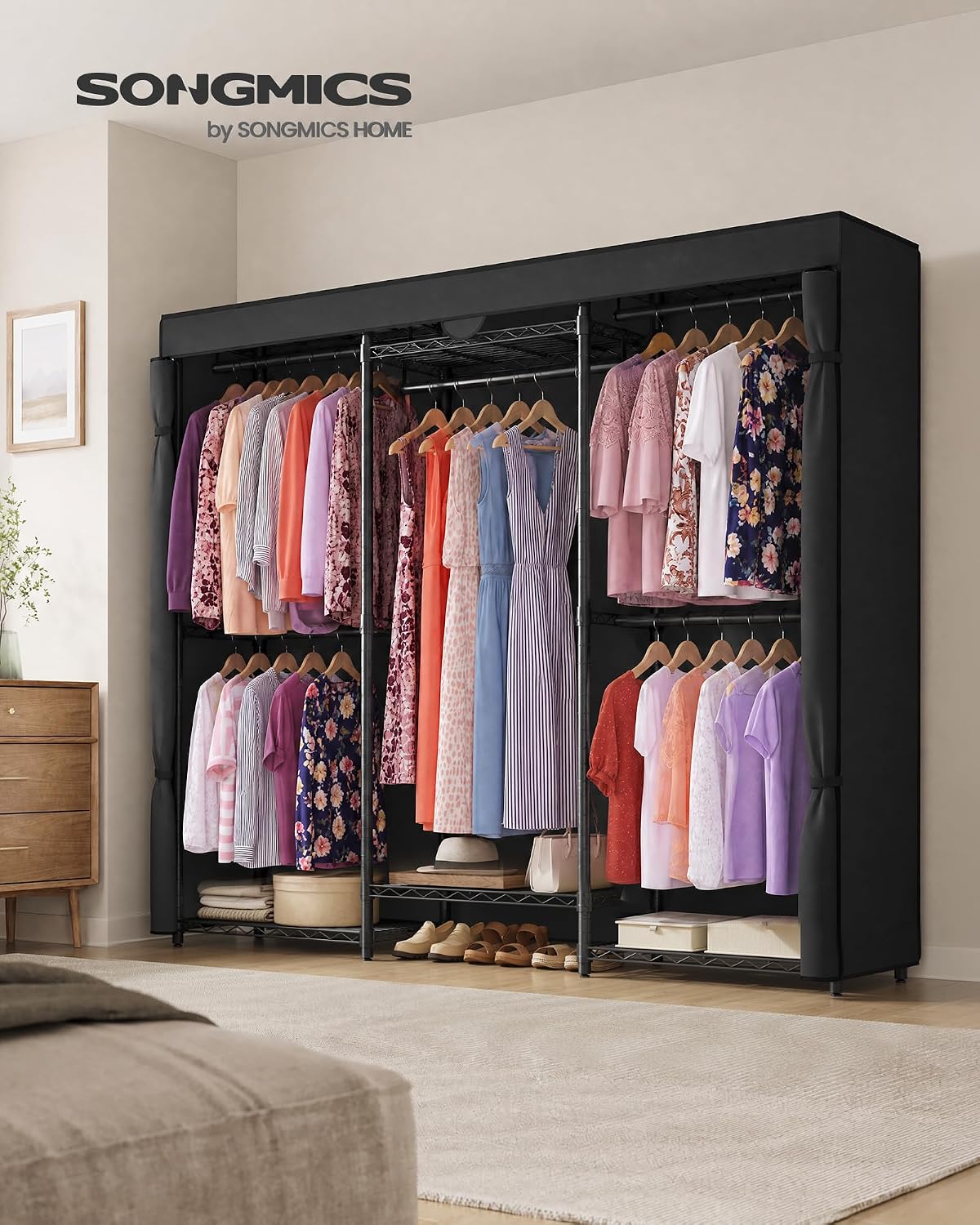 SONGMICS Closet Organizers and Storage, Clothes Rack with Shelves
