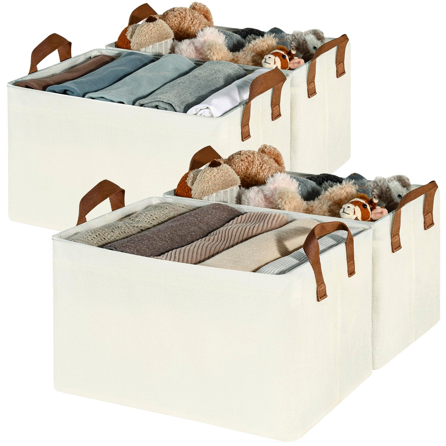 GRANNY SAYS Storage Basket for Shelves, Storage Bins, Light Taupe, 2-Pack