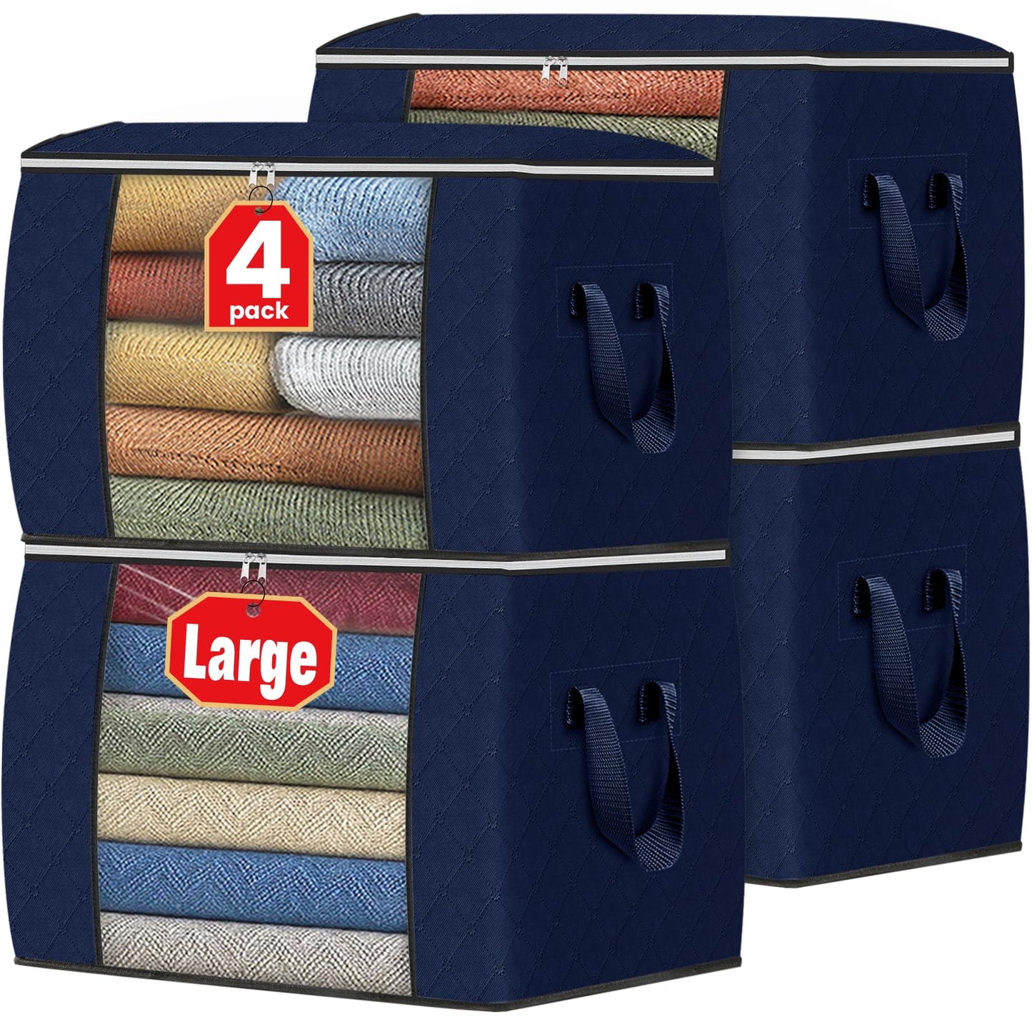 Fab totes 6 Pack Storage Bags for Clothes Blanket Storage Bins with Lids