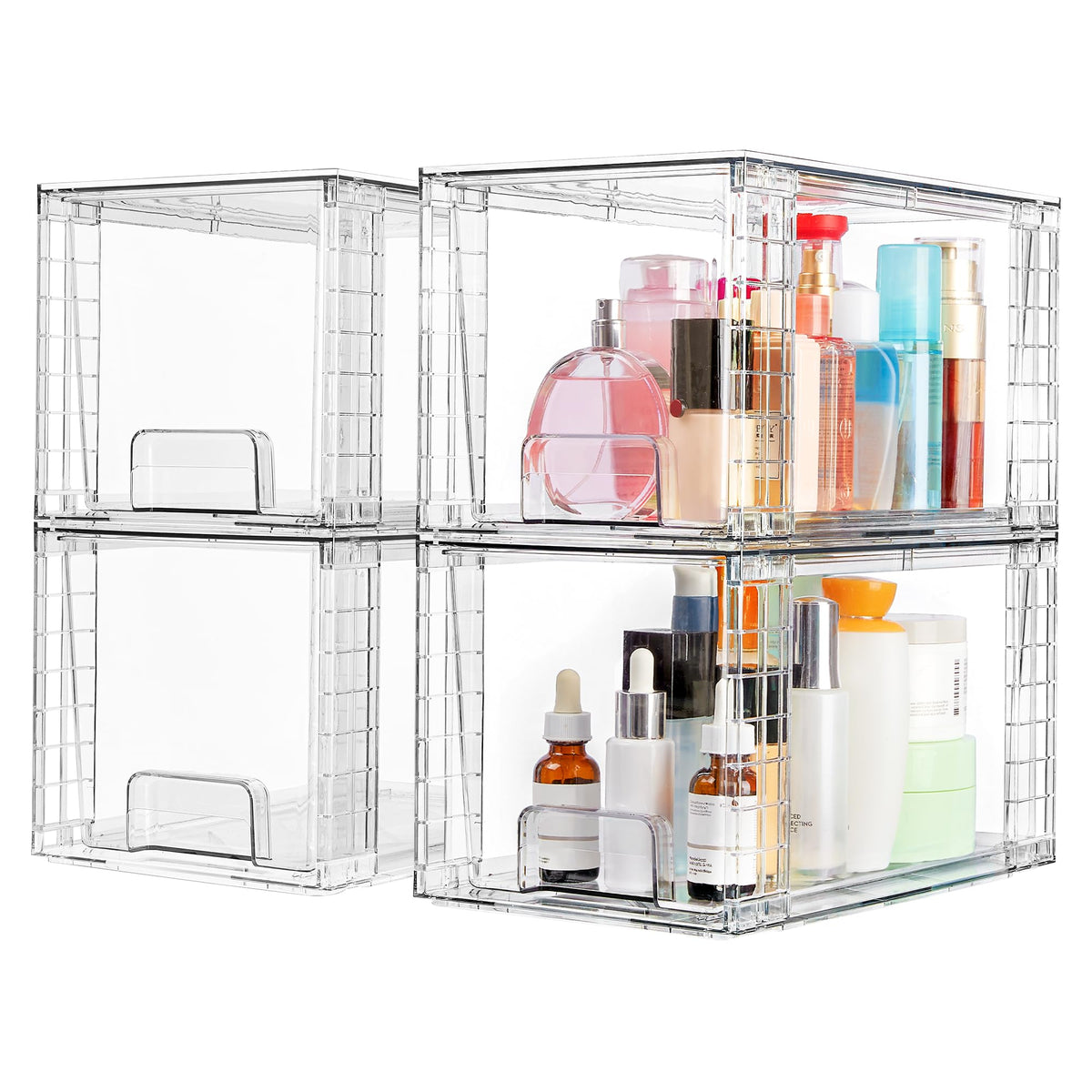 Vtopmart 4 Pack Large Stackable Storage Drawers, Clear