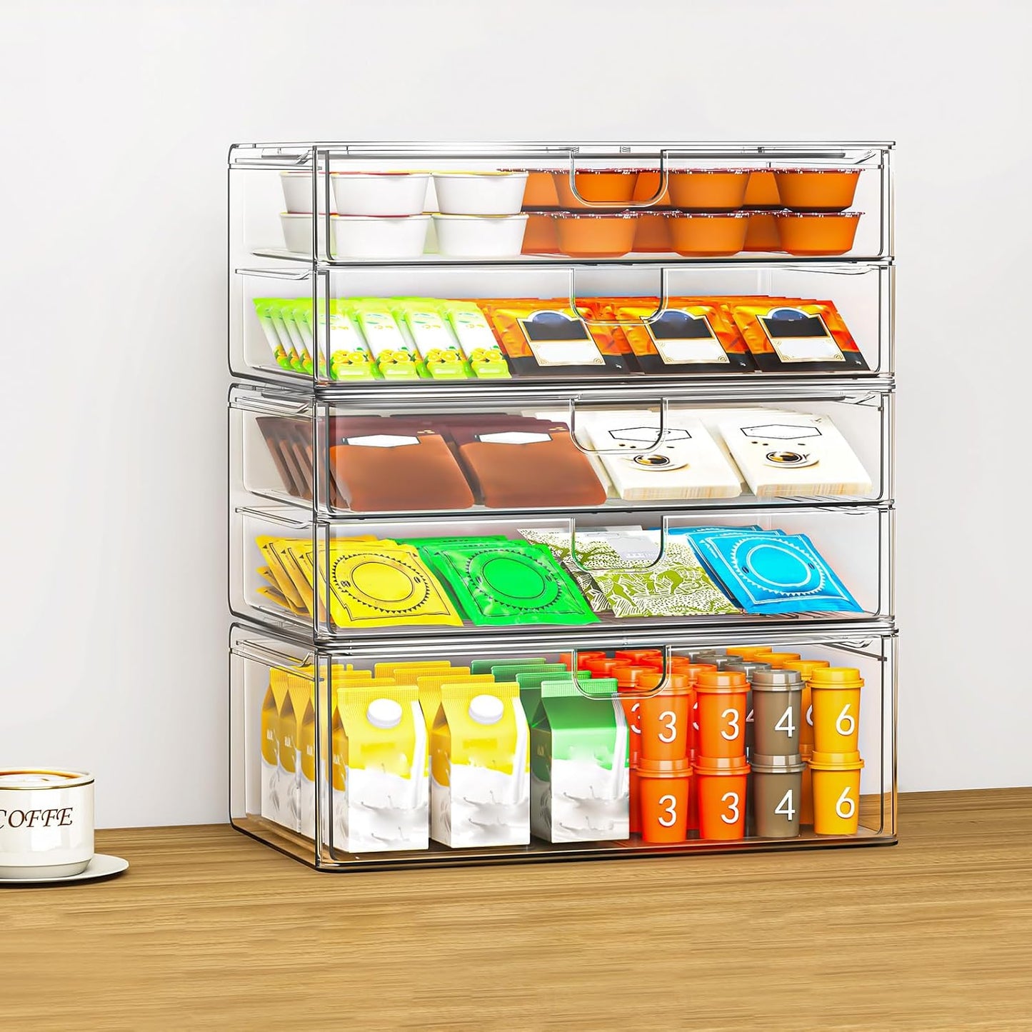 caktraie 6-Pack Acrylic Stackable Storage Drawers for Vanity, Desk, Bath