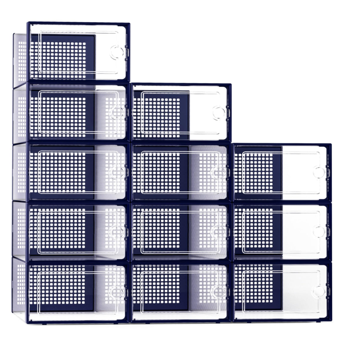 Kuject X-Large Shoe Storage Boxes 12 Pack, Clear Stackable Shoe Organizer