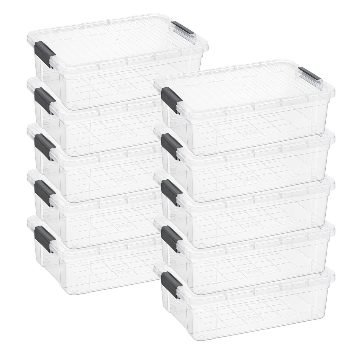 Superio Clear Plastic Storage Bins with Lid, 4.5 Quart Box, Organizing Containers, Stackable Plastic Tote for Home, Garage, Dorm, School, and Office