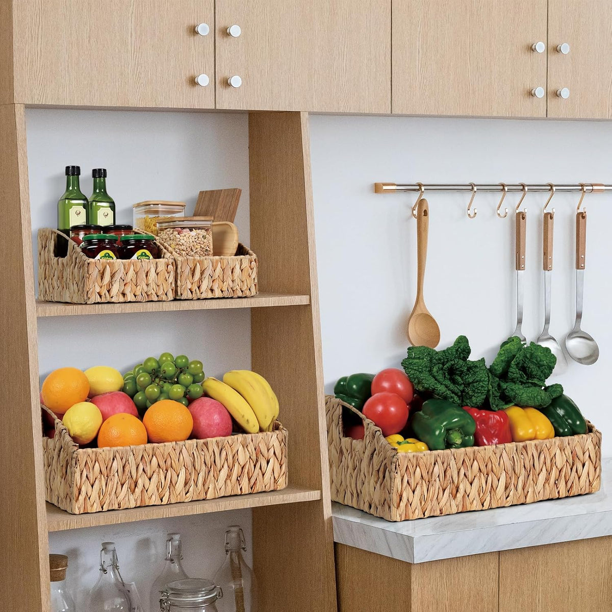 Pantry Baskets for Organizing, Wicker Basket Shelf Storage