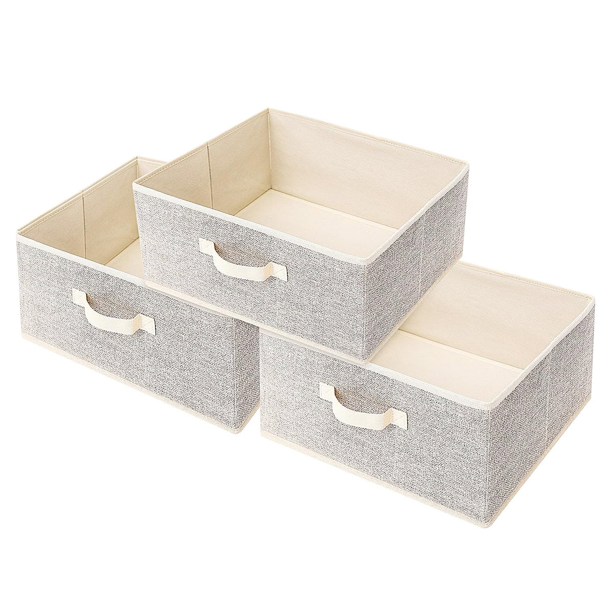 Storage Baskets, 11-Inch Woven Fabric Bins, Storage Cubes with Reinforced Handles, Organizer Bins for Closet Shelves, Foldable, for Toys, Clothes, Natural Beige (2PCS/Beige-11*11*7.8inch)
