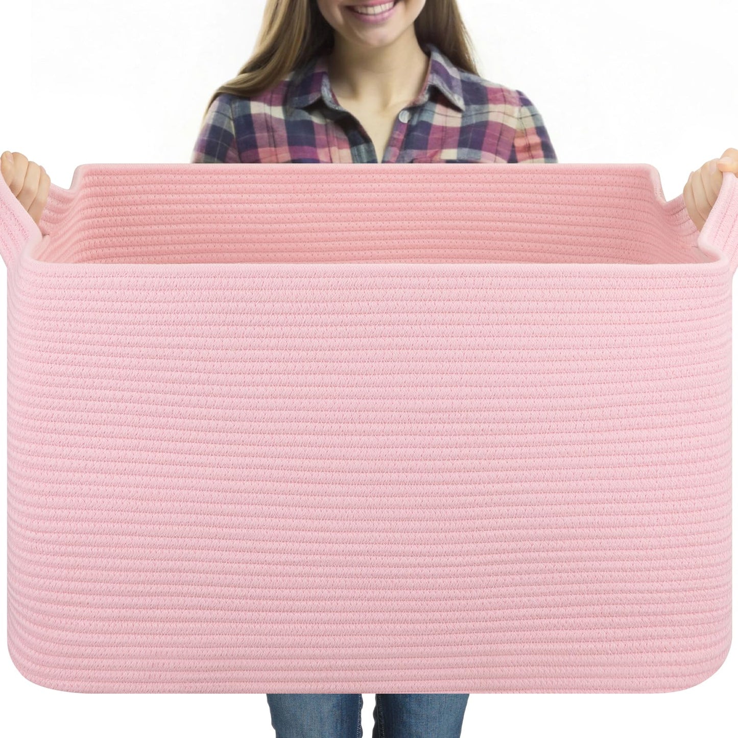 OIASKET 95L Extra Large Blanket Basket, 24" x 16.9" x 14.2" Woven Basket