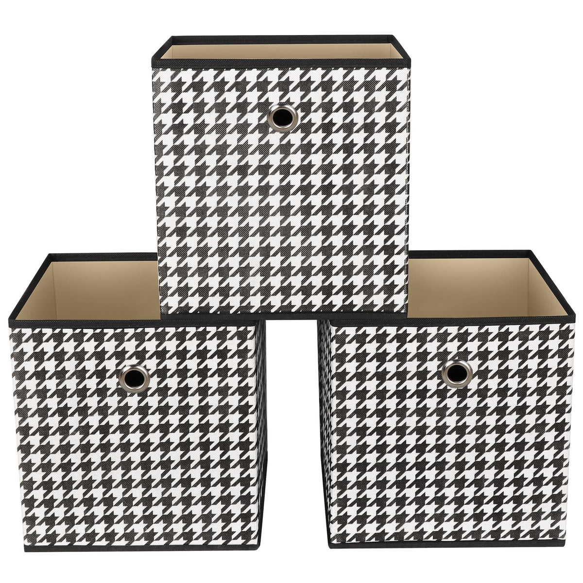 Black Foldable Storage Cubes Bins ,11 Inch Cloth Storage Cube Fabric Storage Box Cubes Organizer Baskets with Handles for Home Organizer Set of 3 (Black)