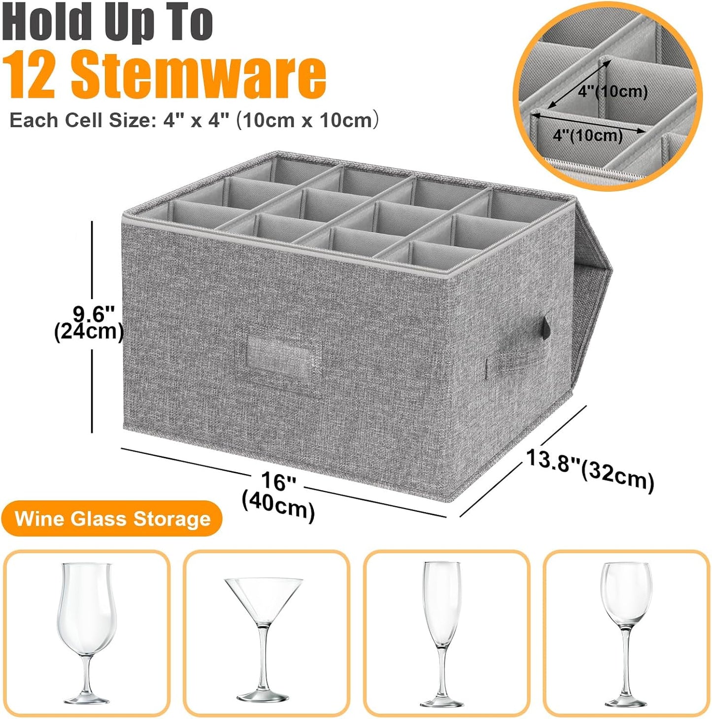 Kukikan Wine Glass Storage Holder, Hard Shell, 2 Pack for 24 Glassware