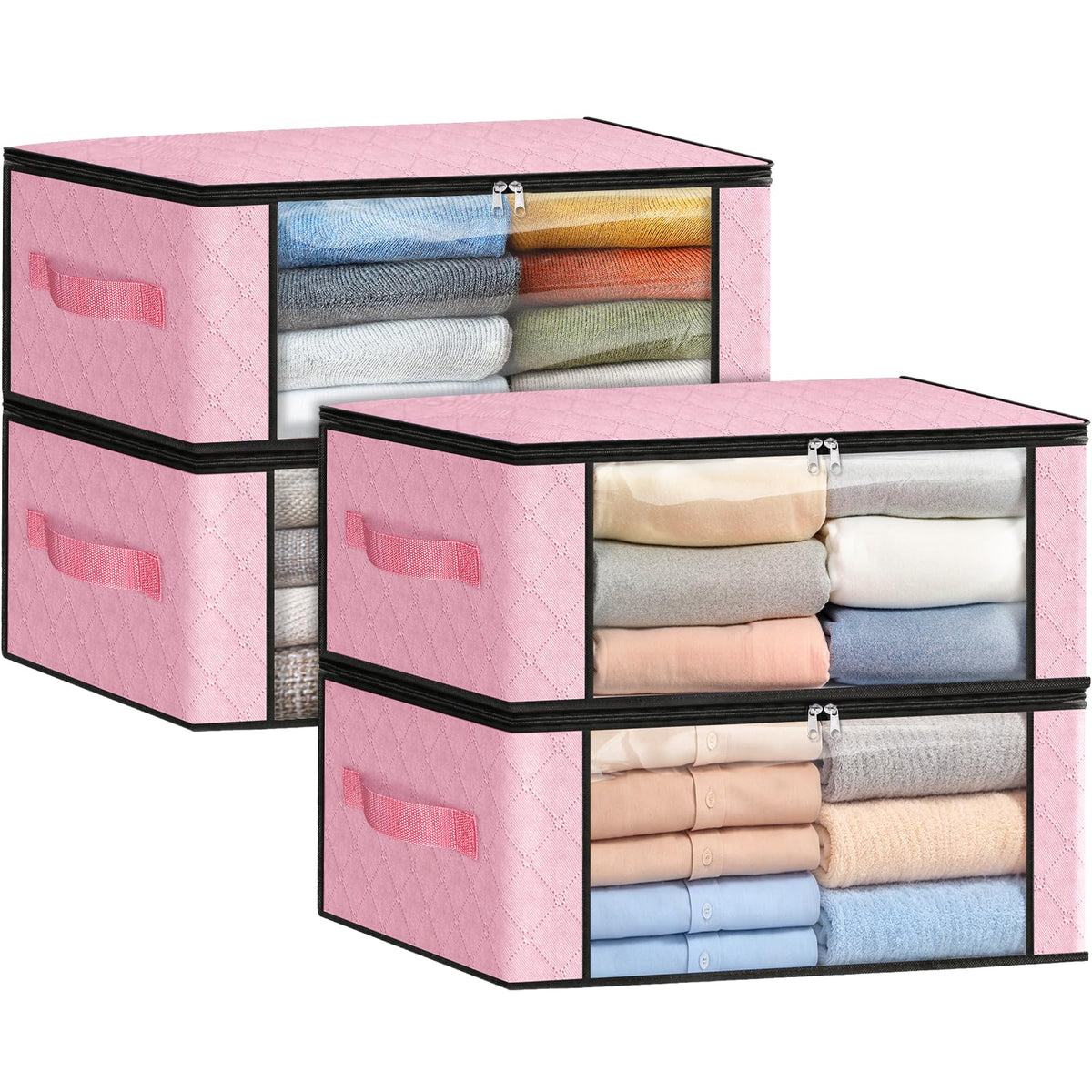 Fab totes 6 Pack Storage Bags for Clothes Blanket Storage Bins with Lids