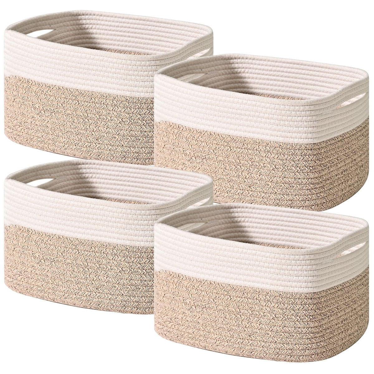 ICERZCZ Storage Baskets for Organizing 12.5"x9.1"x7.9" (4 Packs) Off White