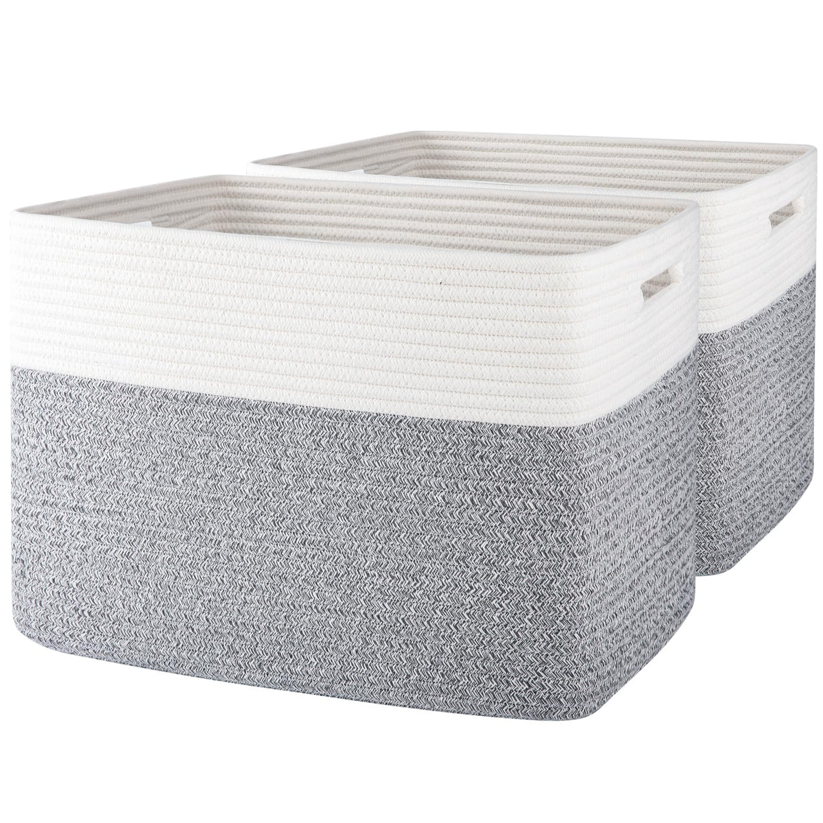 OIAHOMY 2 PACK Tall Storage baskets 42L Blanket Basket Living Room Brown