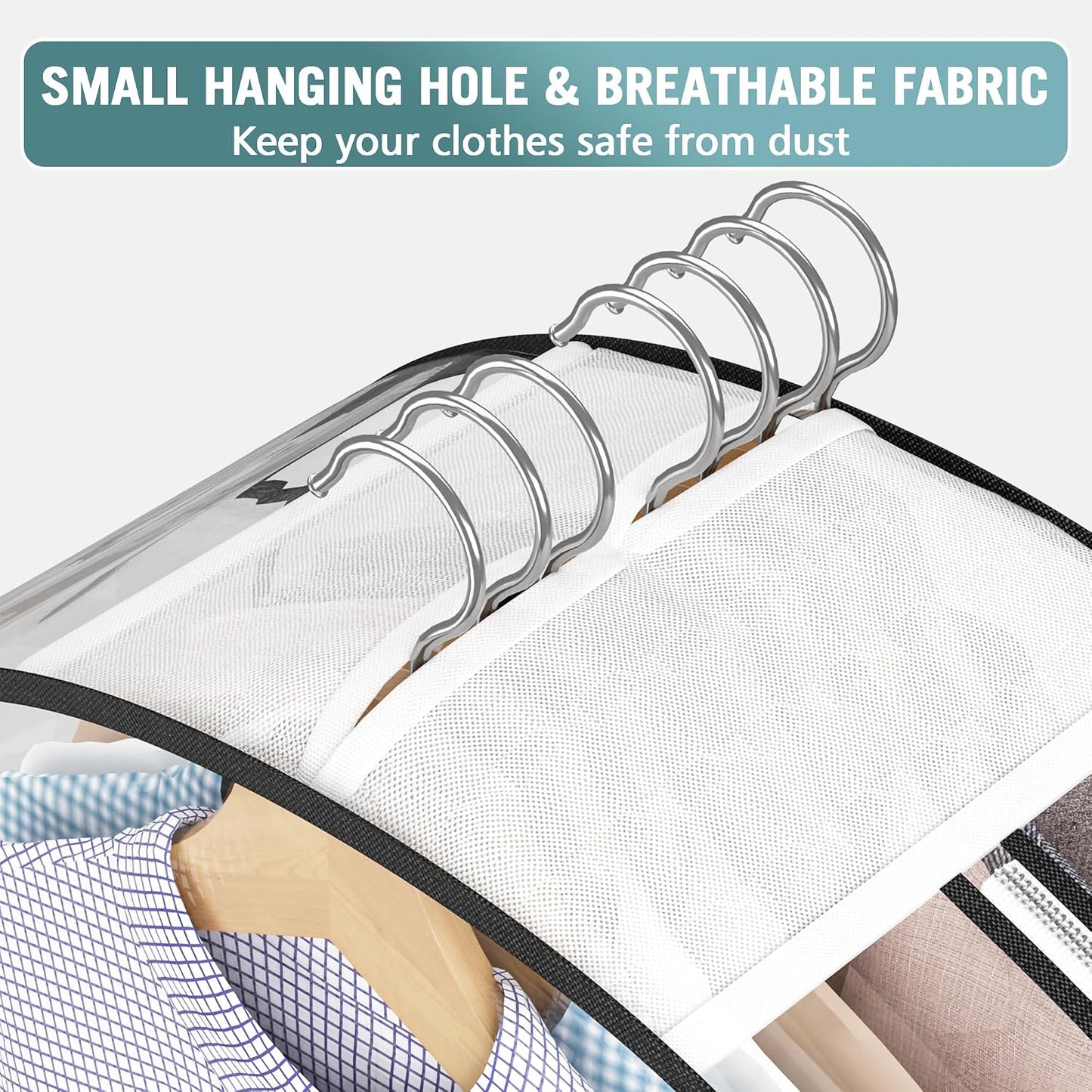 Liuoud Clear Garment Bags for Hanging Clothes 10” Gusseted, 4 Pack, 40”