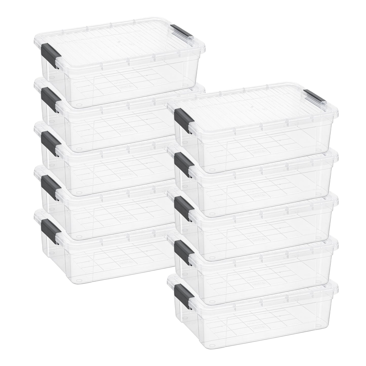 Superio Clear Plastic Storage Bins with Lid, 4.5 Quart Box, Organizing Containers, Stackable Plastic Tote for Home, Garage, Dorm, School, and Office