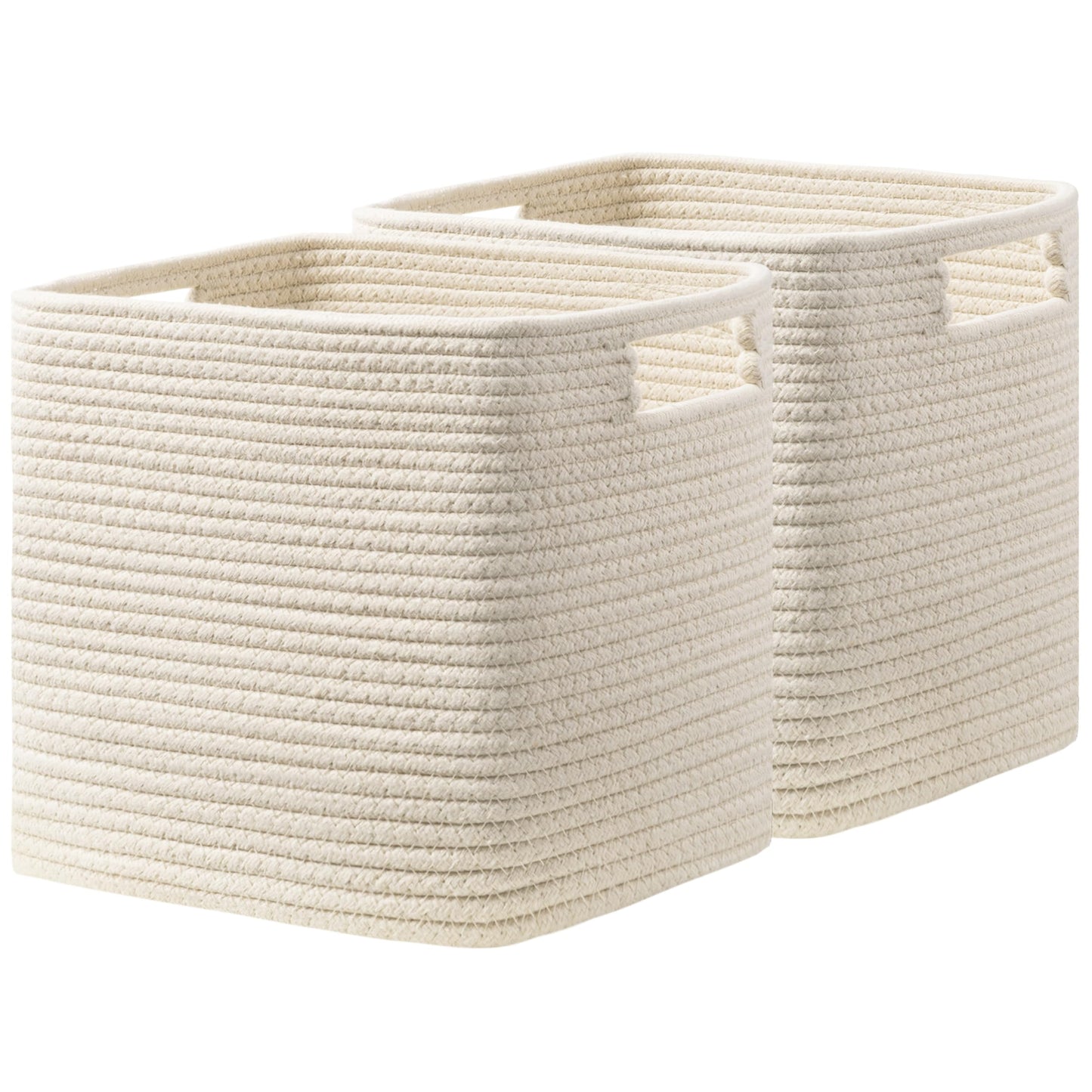 UBBCARE Set of 4 Storage Cubes-13 X 13 X 13 In, Cotton Rope Basket for Shelves, Toys, Book, Cube Storage Bin with Handles, Woven Storage Basket for Organizing, Beige