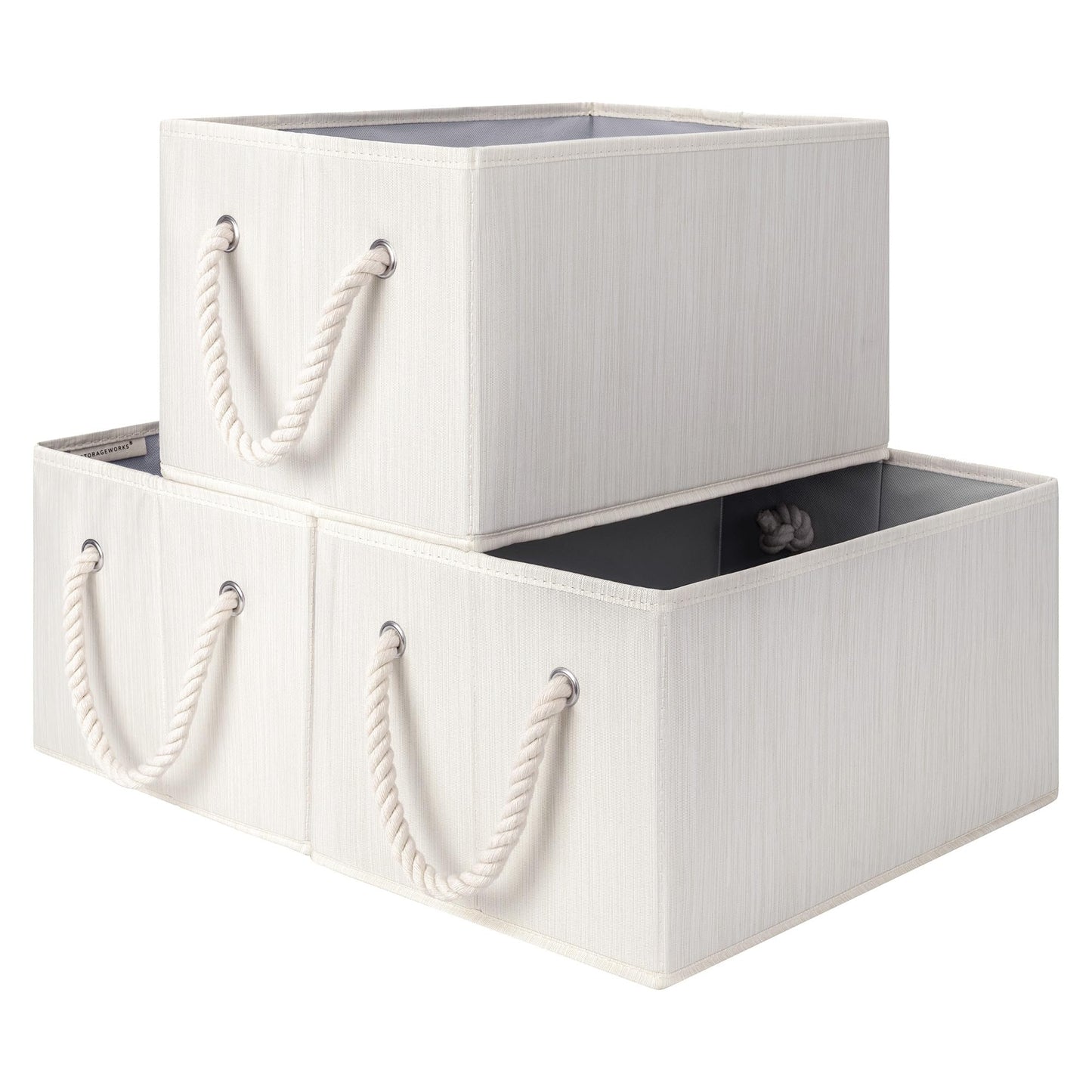 StorageWorks Closet Storage Bins, Beige, 3-Pack, Large