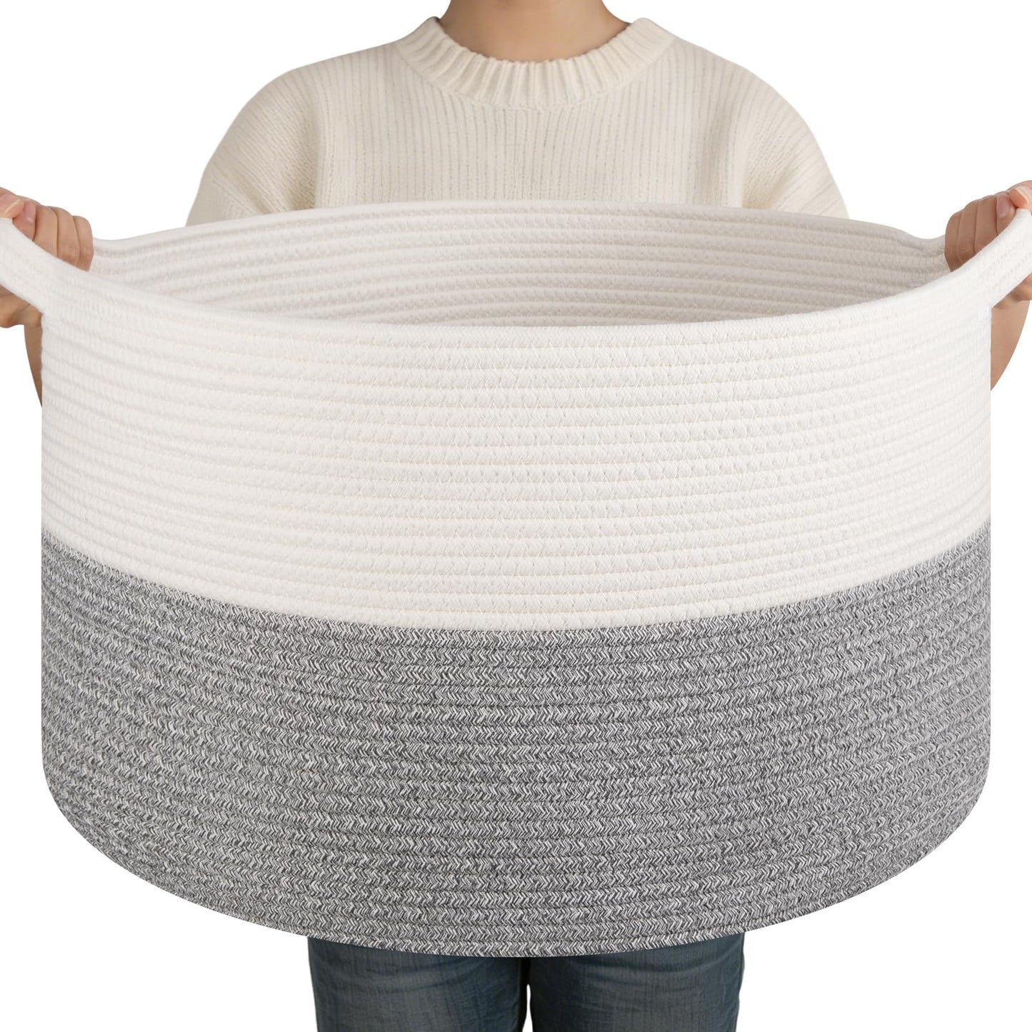 OIAHOMY 90L XXXLarge Blanket Basket Living Room Laundry Basket Brown