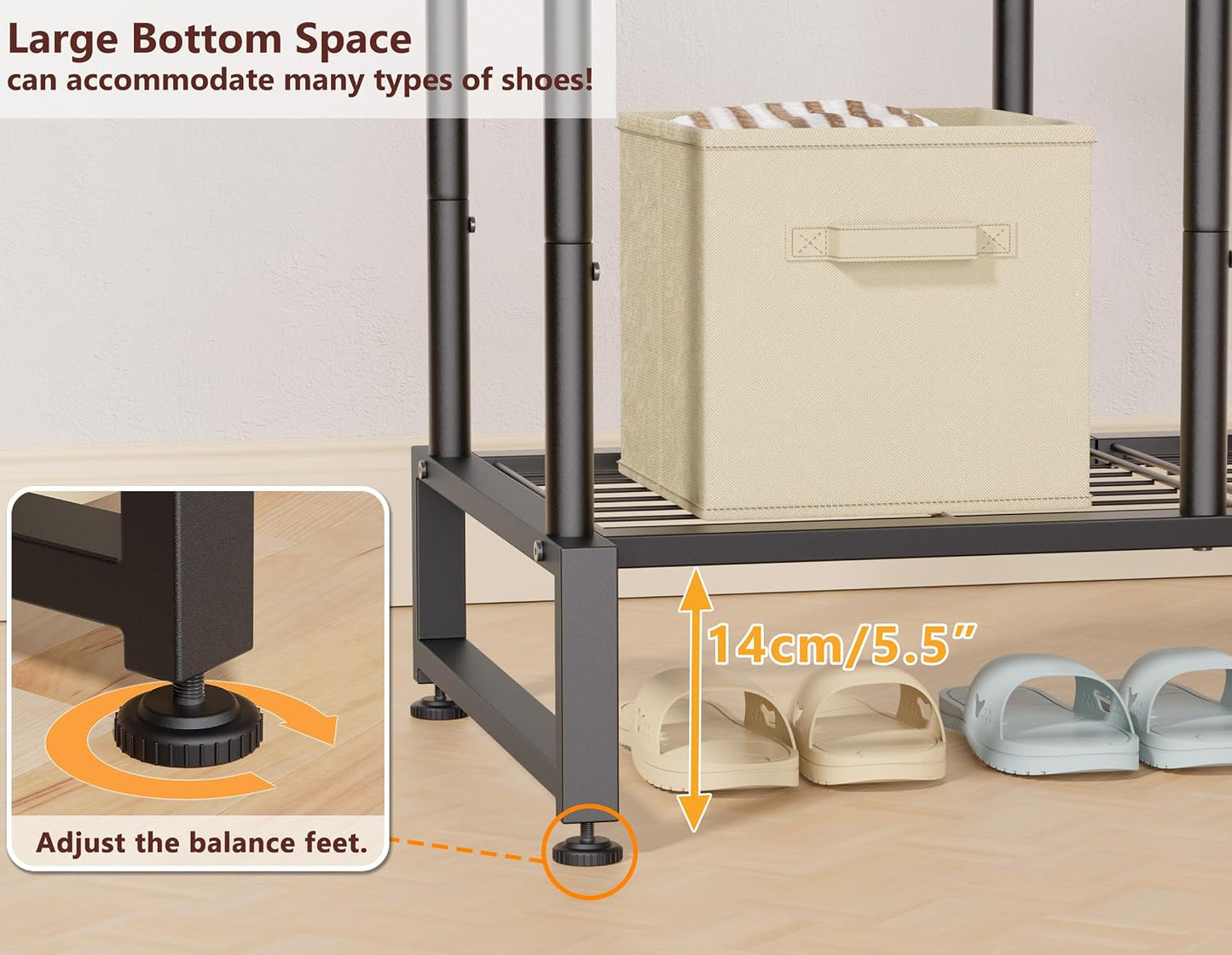 Double Rods Clothes Rack Clothing Rack, Clothes Rack for Hanging Clothes