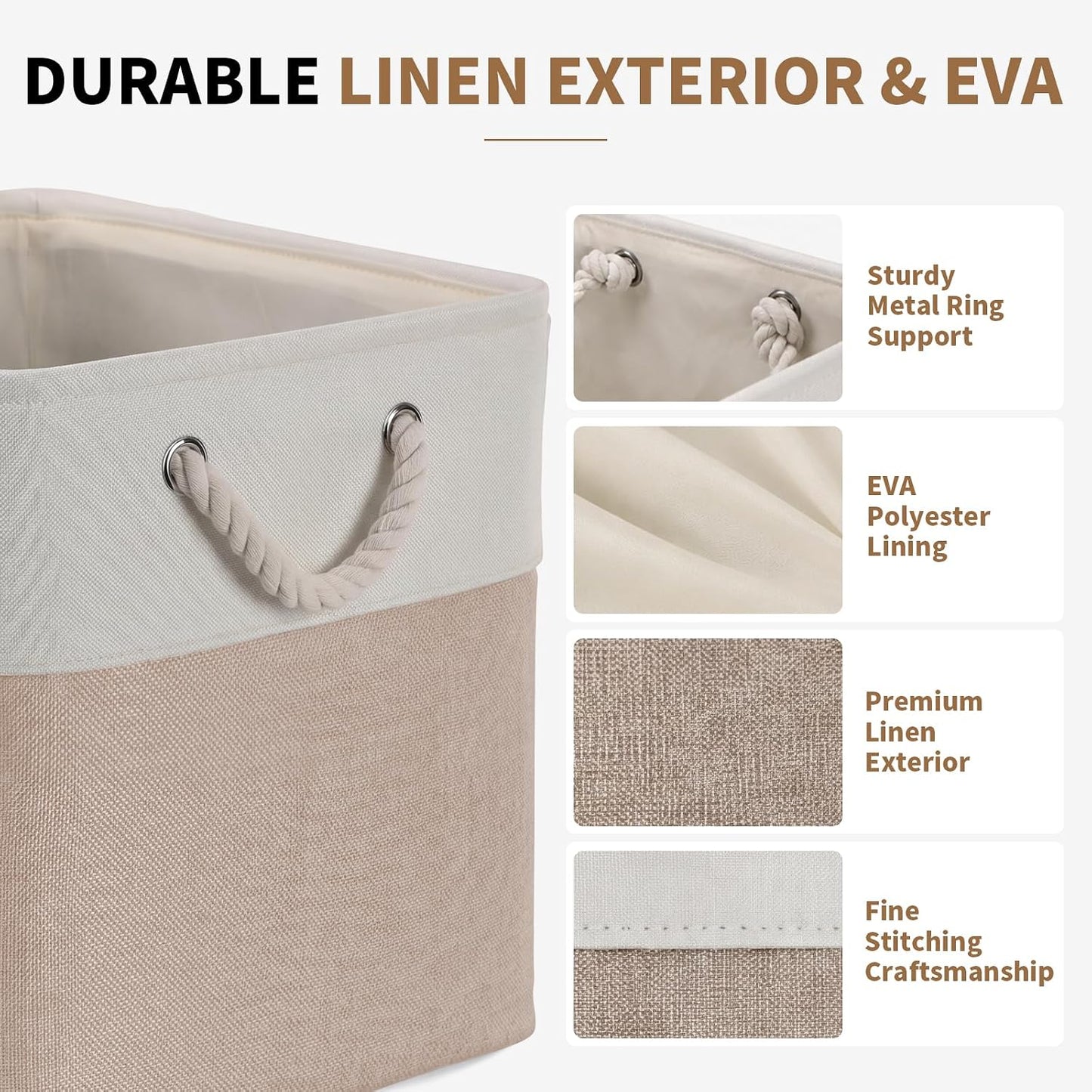13×15×13 Inch Foldable Fabric Storage Basket with Handles