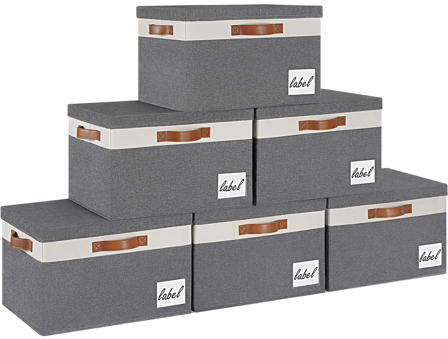 GhvyenntteS Large Fabric Storage Bins with 3 Handles, 15x11x9.6 Inch Storage Baskets for Shelves, Foldable Closet Storage Bins for Shelves, Closet Organizers and Storage Boxes 3 Pack