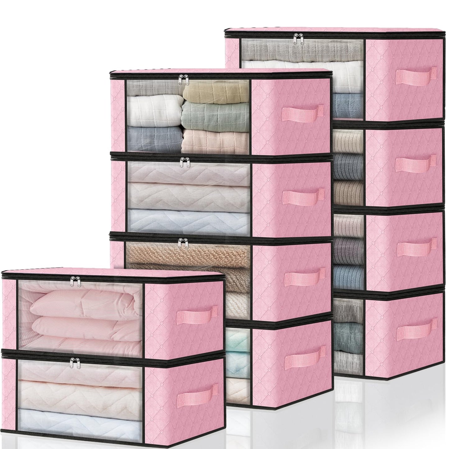 HomeHacks 3-Pack Clothes Organizer Storage Bags, 35L Storage Bins, Gray