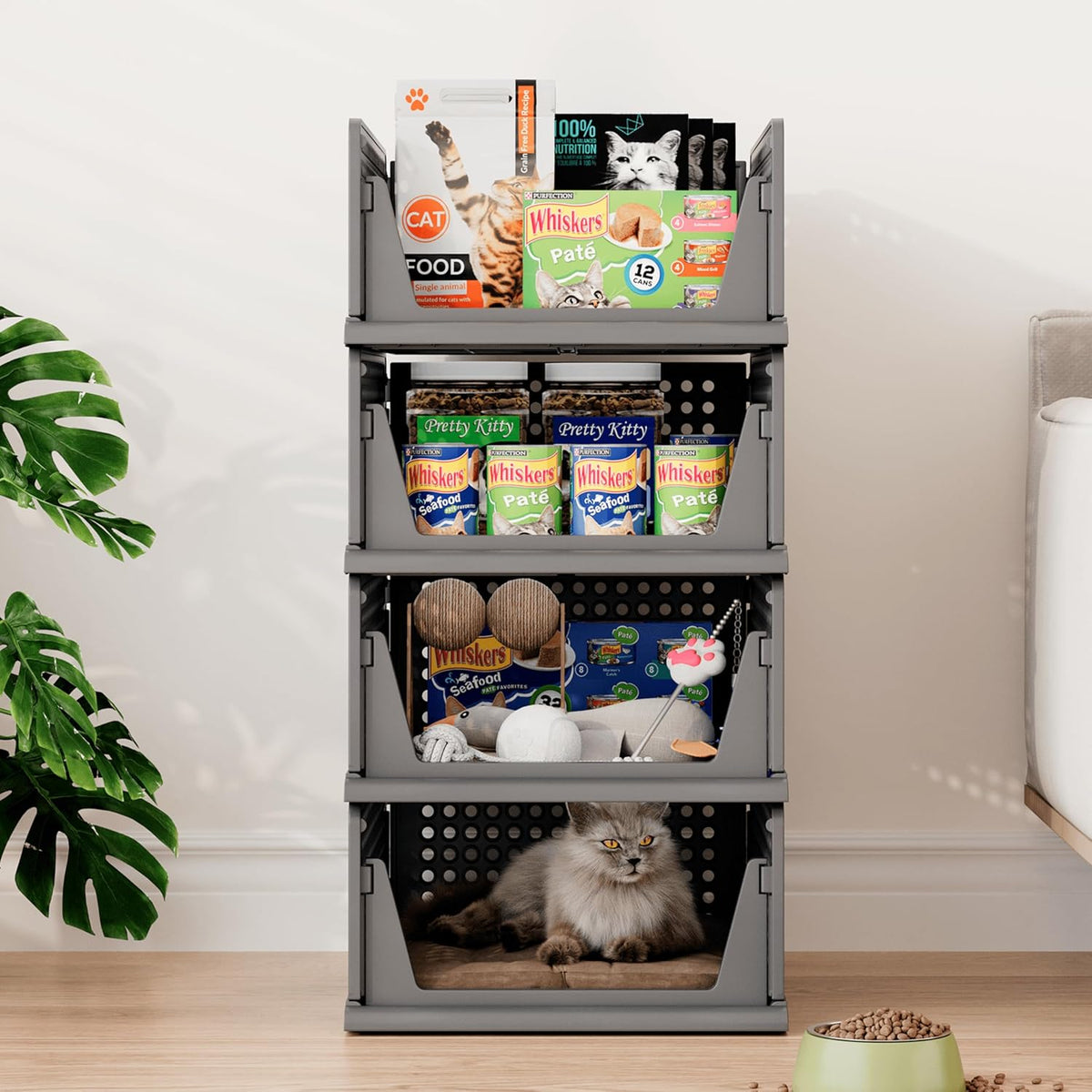 Pinkpum 6 Pack Closet Organizer Storage Bins Stackable Plastic Drawer Shelf