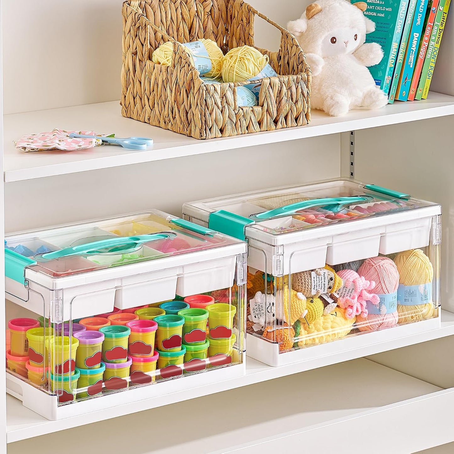 Vtopmart 24 QT Clear Craft Organizer with Removable Tray & Dividers, 1 Pack
