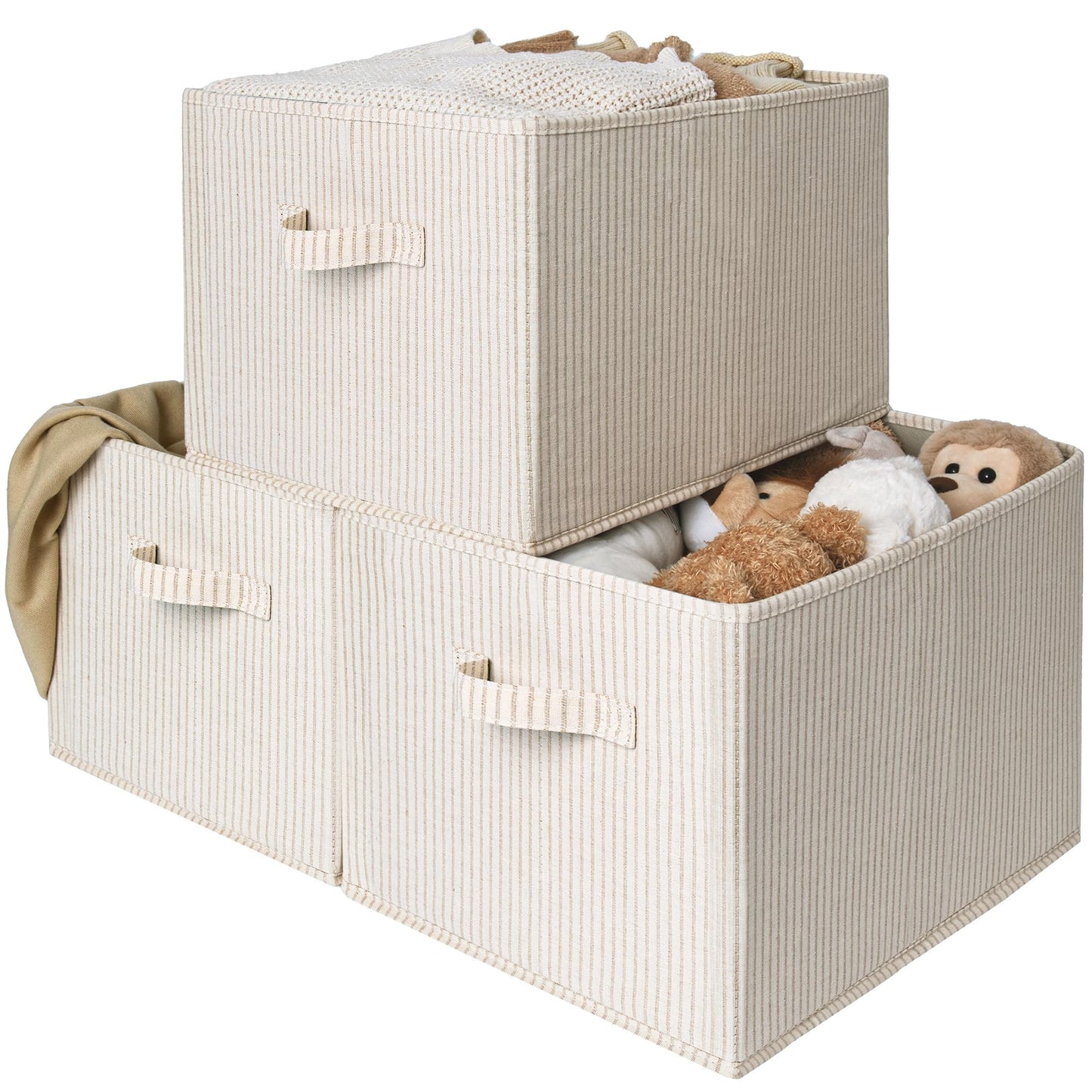StorageWorks Closet Storage Bins, Beige, 3-Pack, Large