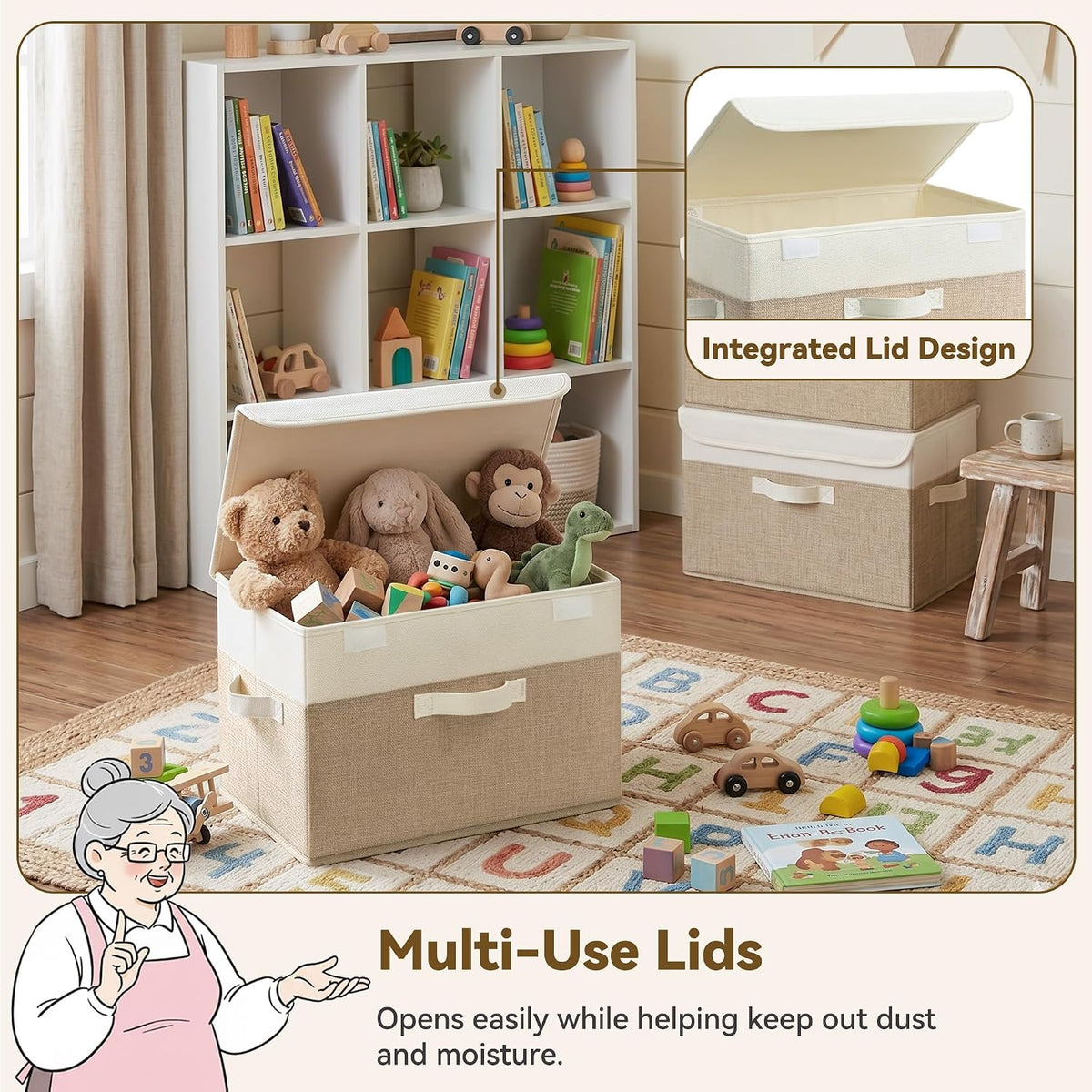 GRANNY SAYS Memory Keepsake Storage Box, Fabric Storage Bins with Lids